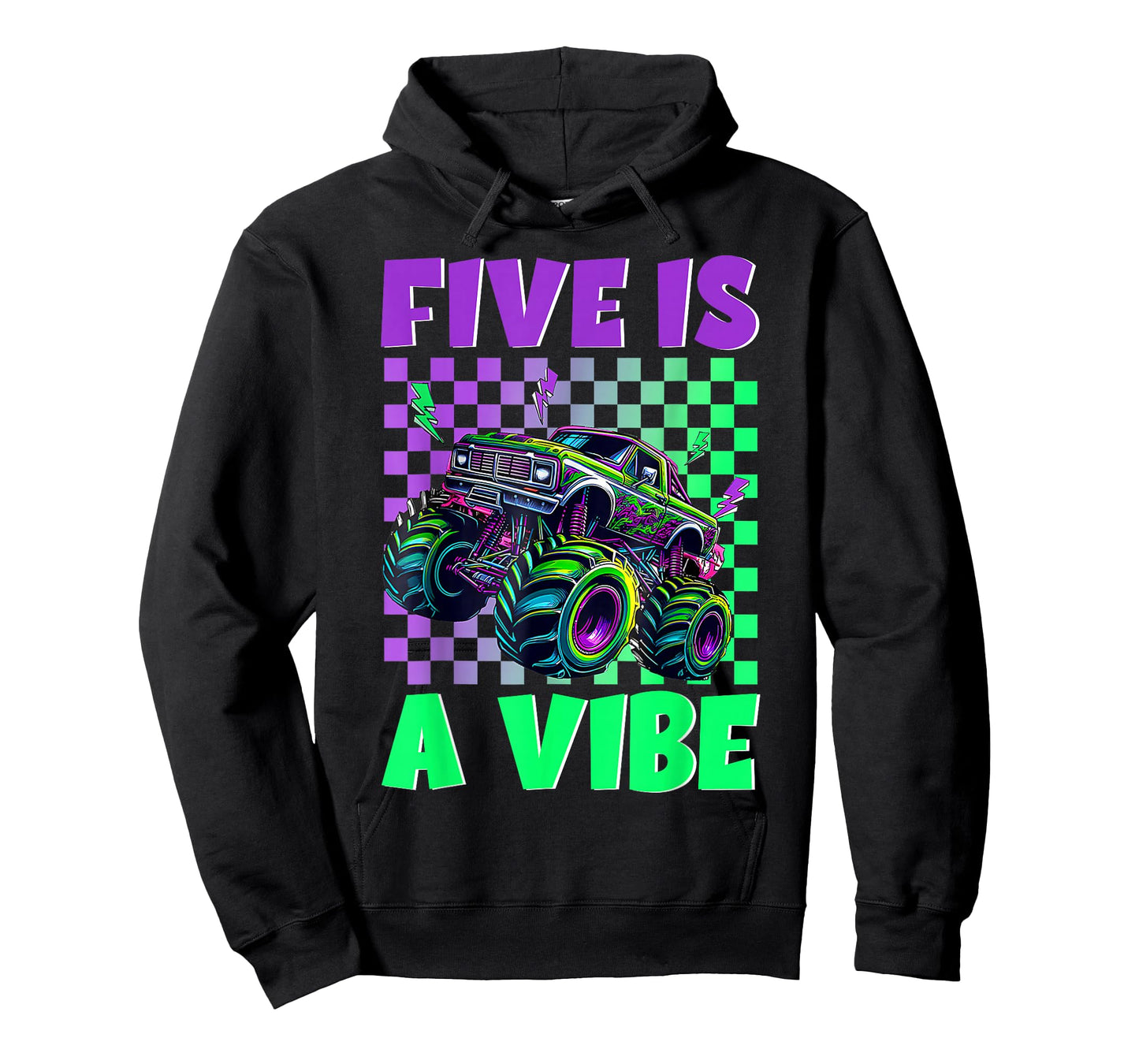 5 Year Old Five is A Vibe Monster Truck 5th Birthday Boy T-Shirt