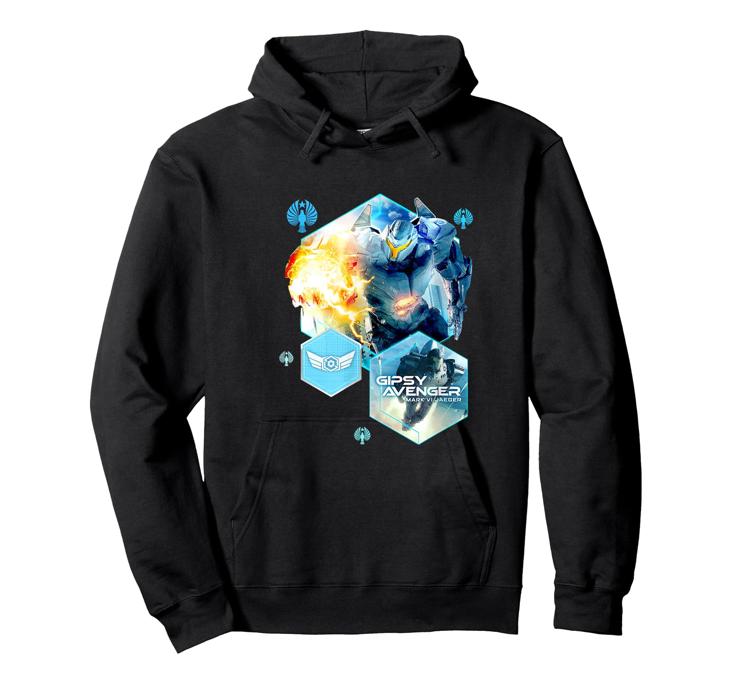 Pacific Rim Gipsy Avenger Flight T-Shirt - Black, Unisex-Adults, Short Sleeve, Small