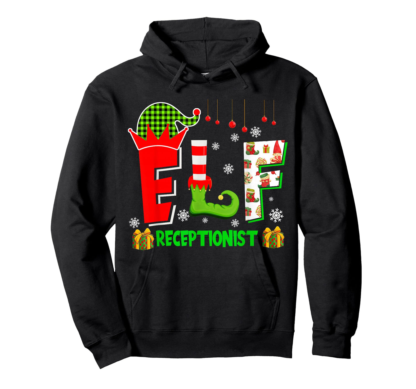 Elf Receptionist Christmas Costume Matching Elf Lover Family T-Shirt