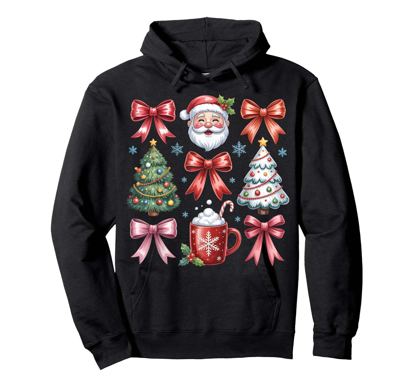 Retro Christmas Coquette Bow Santa Coffee Cake Holiday Women T-Shirt