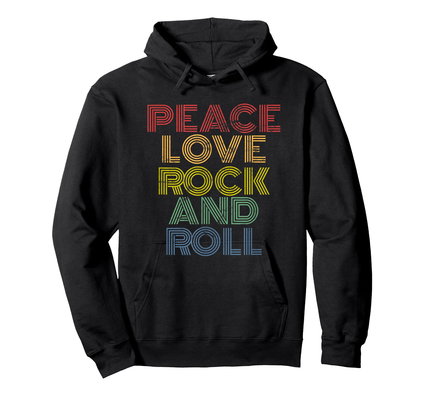 Peace Love Rock'n'Roll Distressed Rock Concert T-Shirt