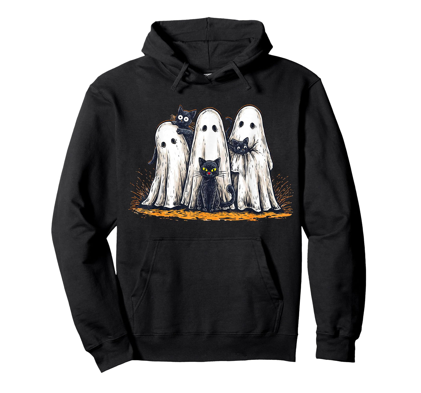 Funny Ghosts Holding Black Cats Halloween Ghost Cat Lovers T-Shirt