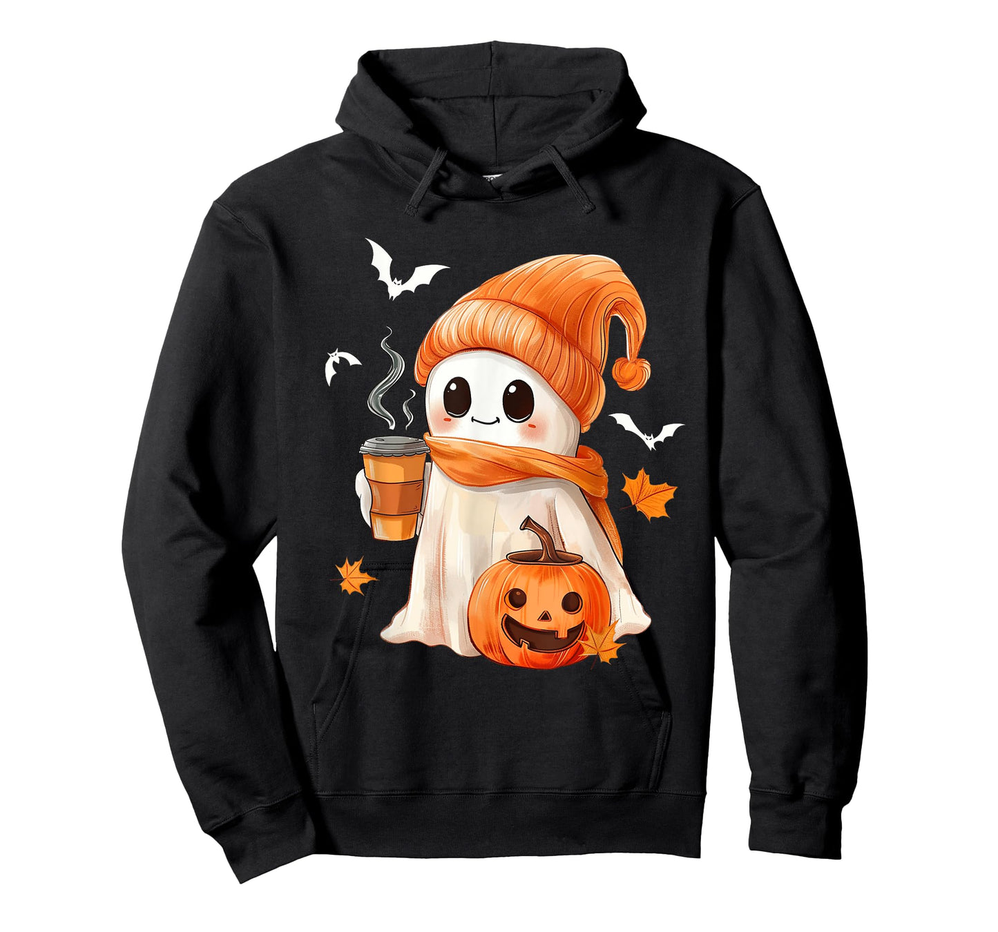 Cute Ghost Drinking Coffee Halloween Ghost Ice Coffee Womens T-Shirt