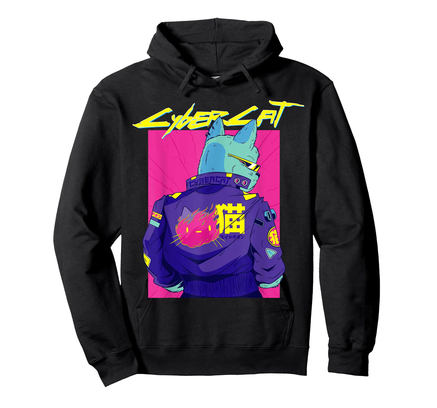 Cyberpunk Pun Cat cybercat Japanese Character cyberpunker T-Shirt
