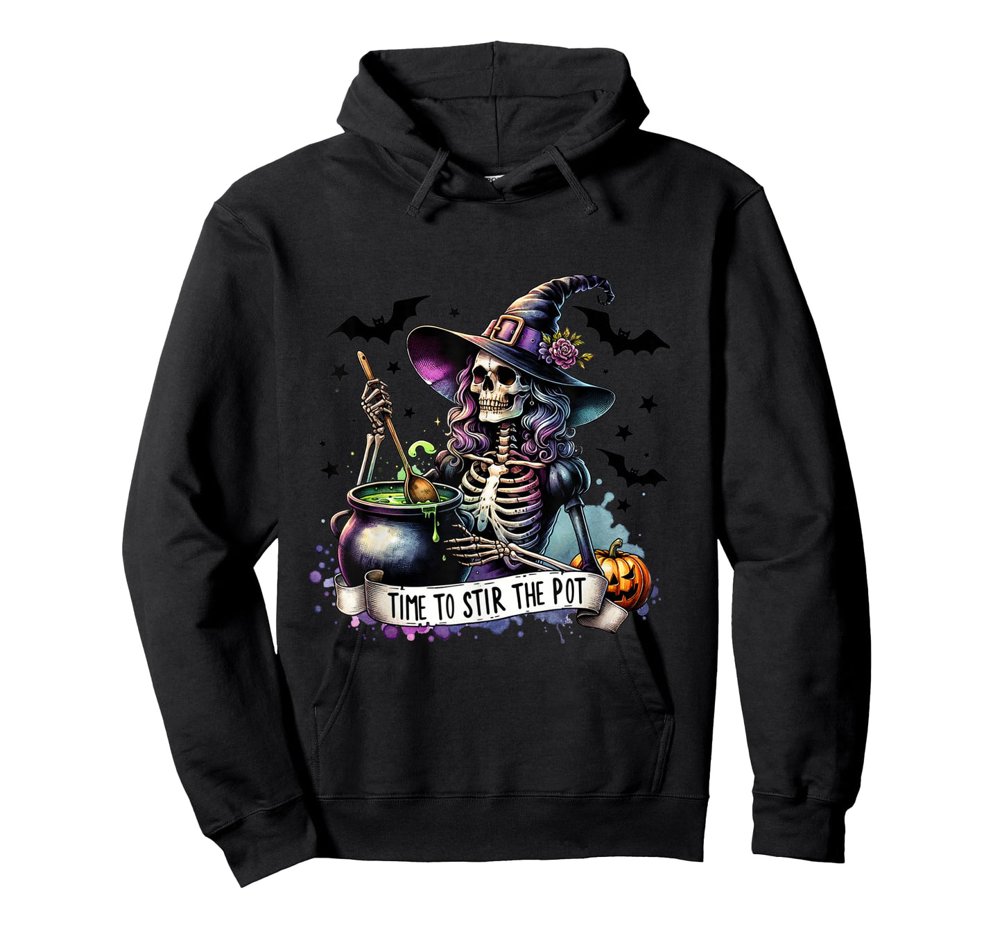 Time To Stir the pot Skeleton Woman Witch Halloween Pin-Up T-Shirt