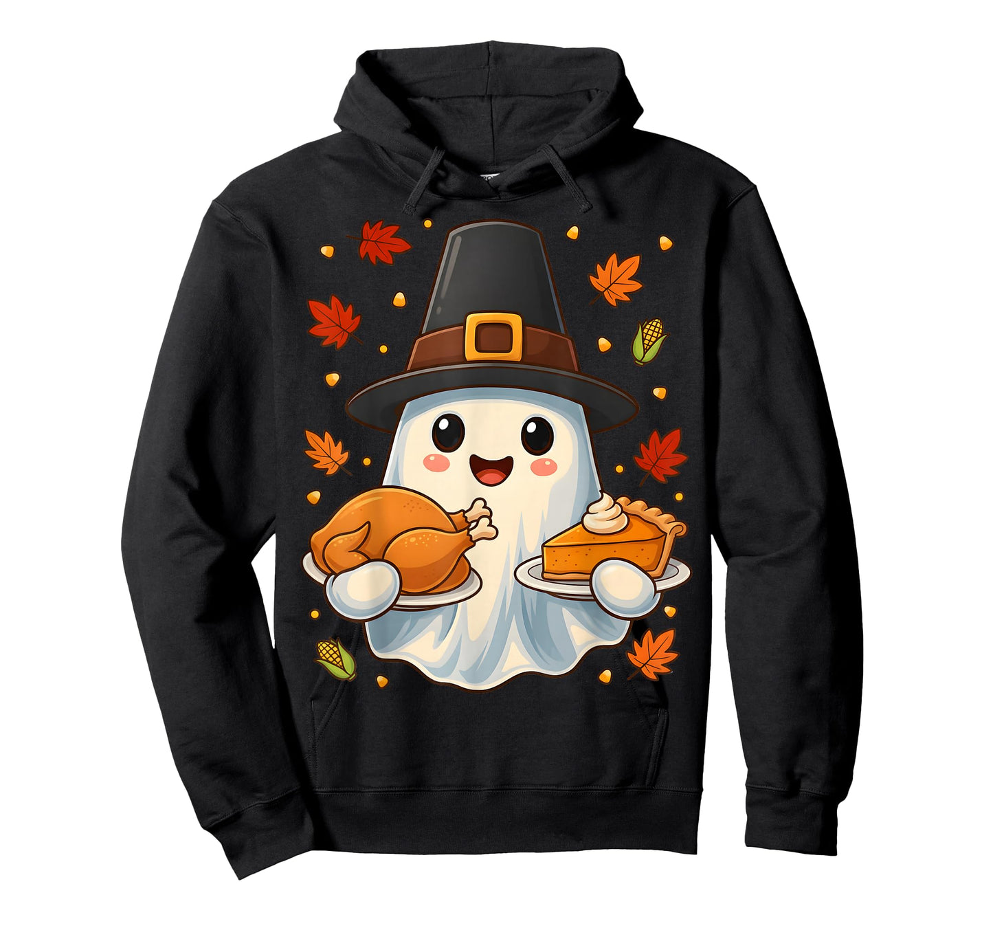Cute Thanksgiving Ghost Pilgrim Turkey Pumpkin Pie Fall T-Shirt