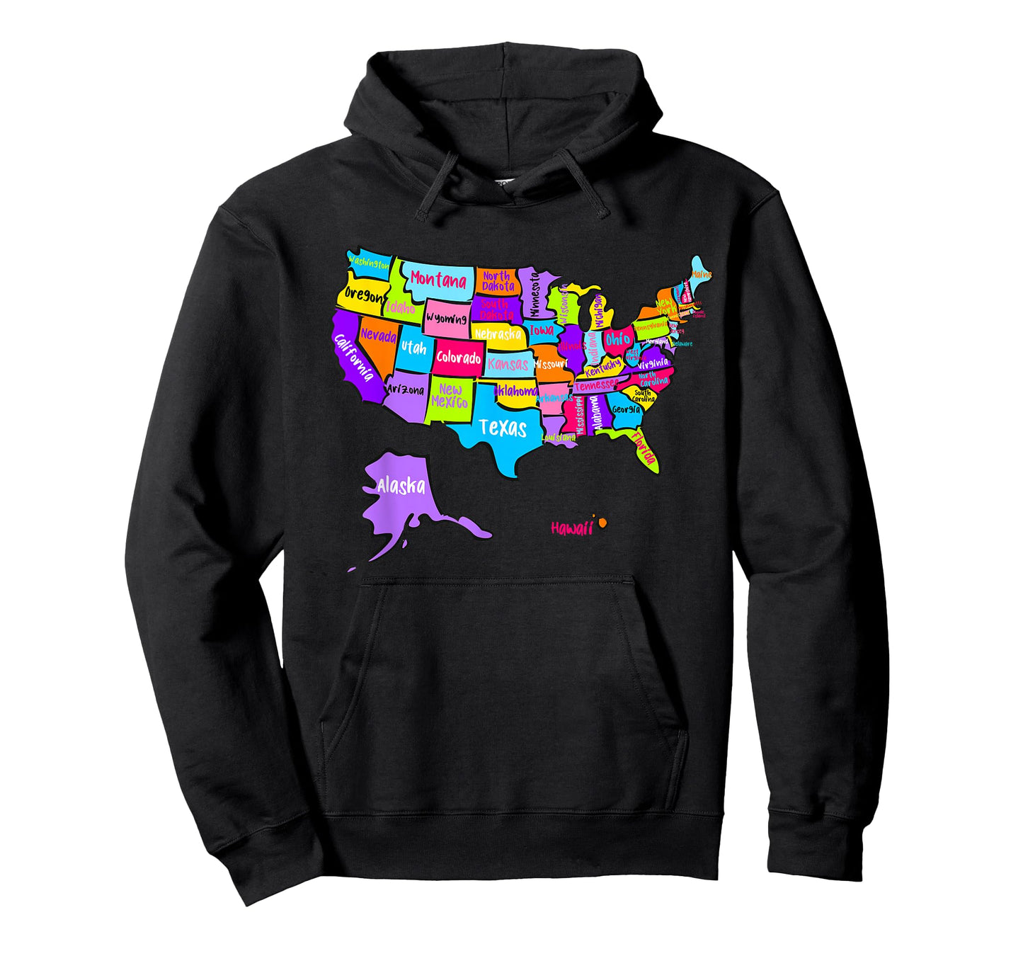 United States of America Colorful Map with State Names T-Shirt