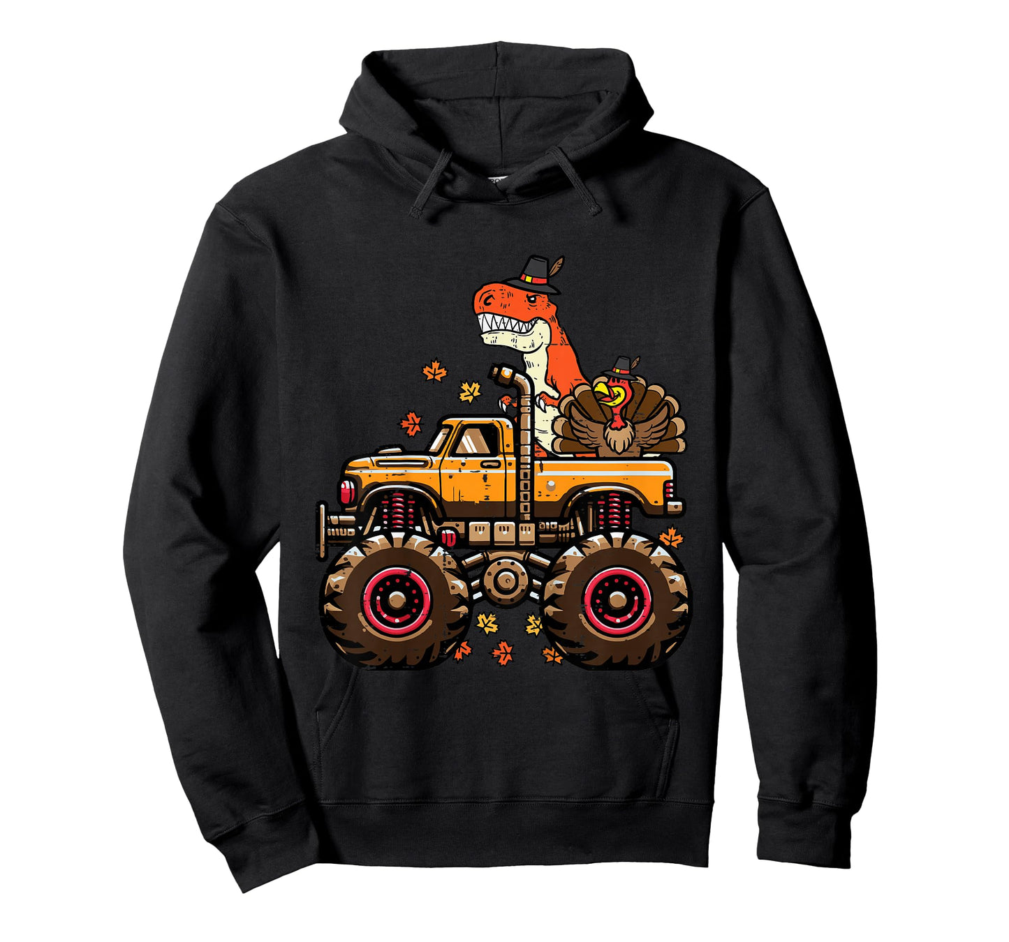 Kids Thanksgiving Dino Monster Truck Trex Fall Boys Kids Toddler T-Shirt