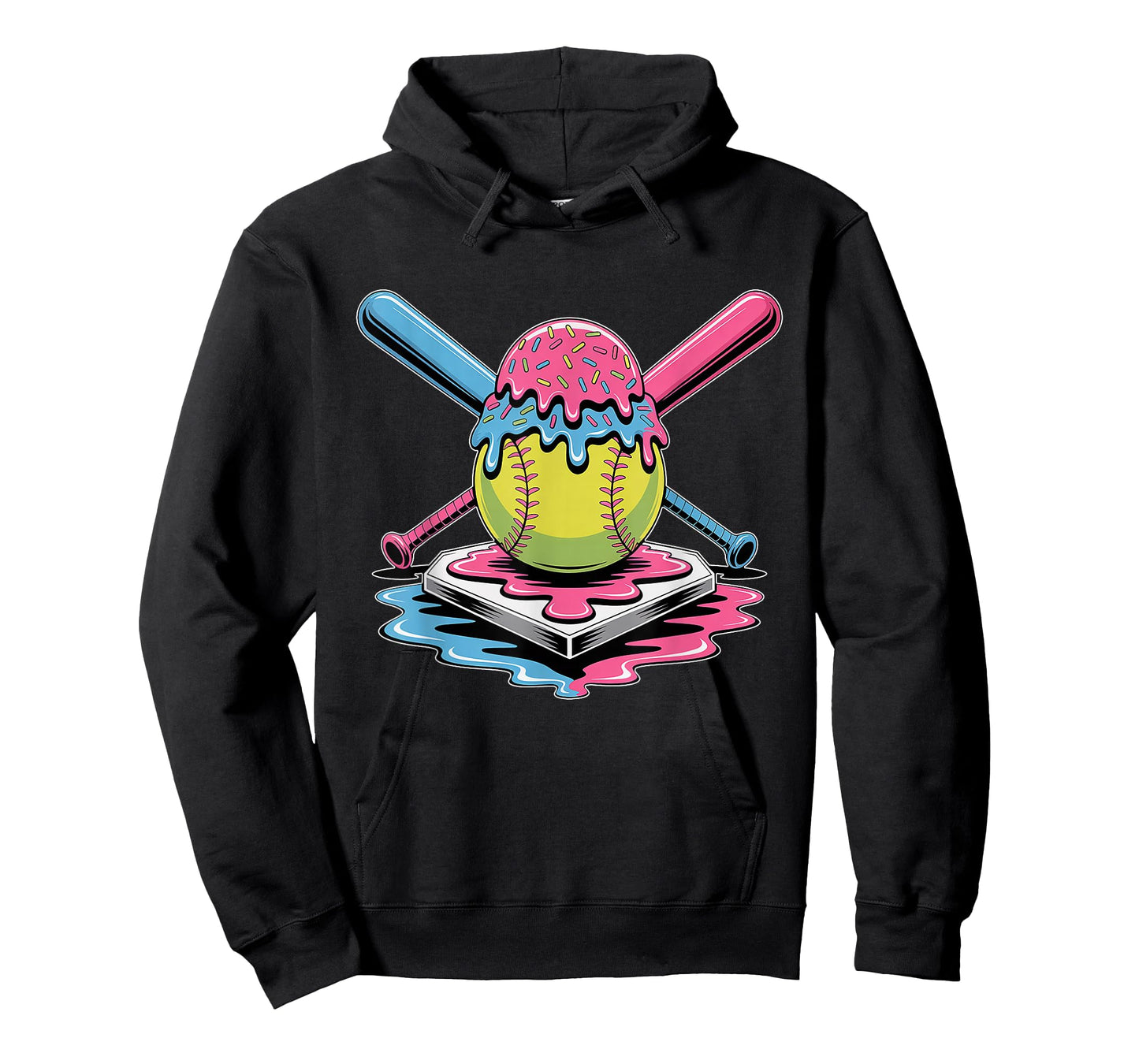 Softball Ice Cream Drip T-Shirt - Cute Softball Player T-Shirt