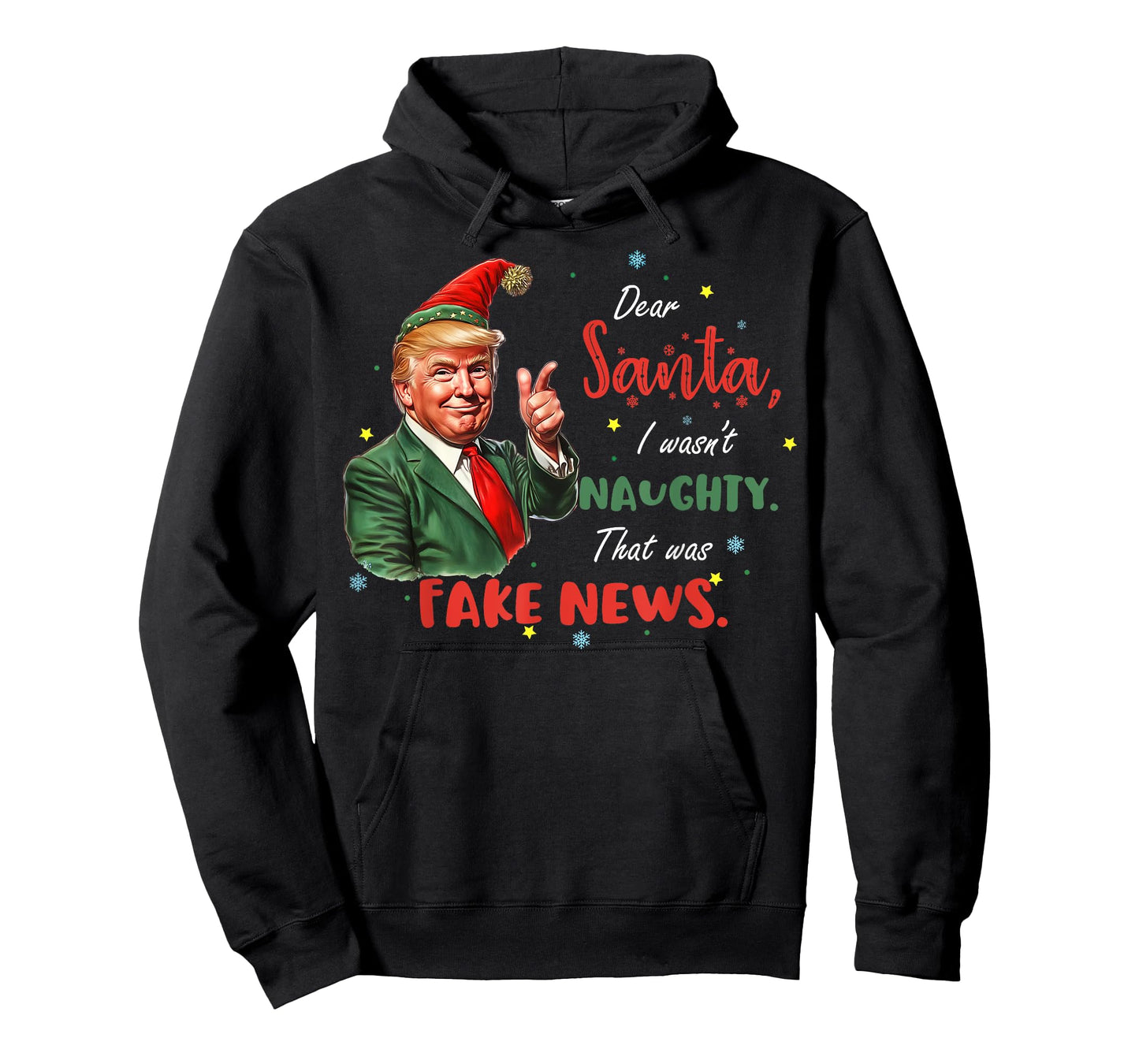 Christmas Trump Dear Santa Fake News Funny Xmas Trump 47 T-Shirt