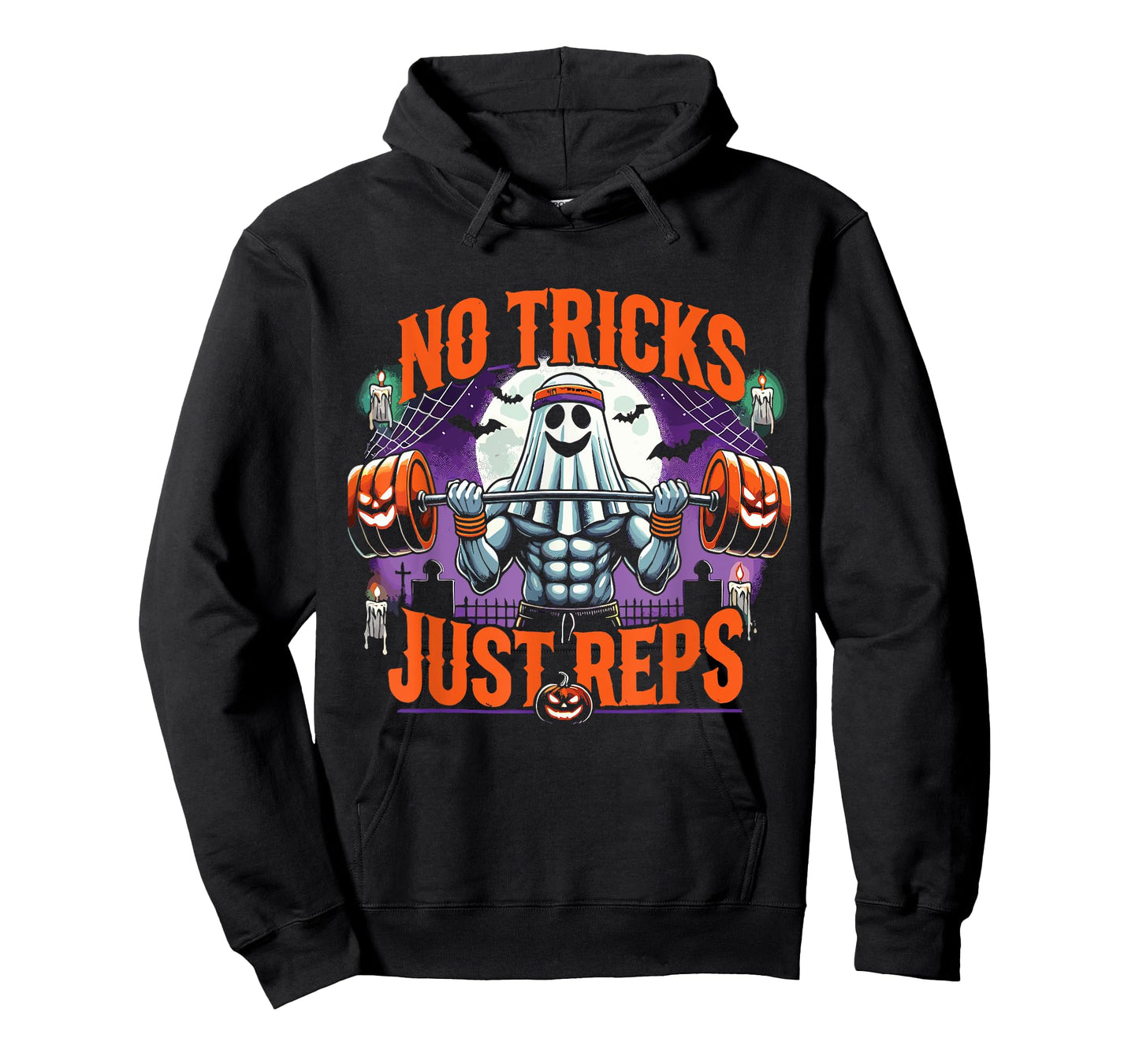 Halloween Workout No Tricks Just Reps Ghost Gym T-Shirt