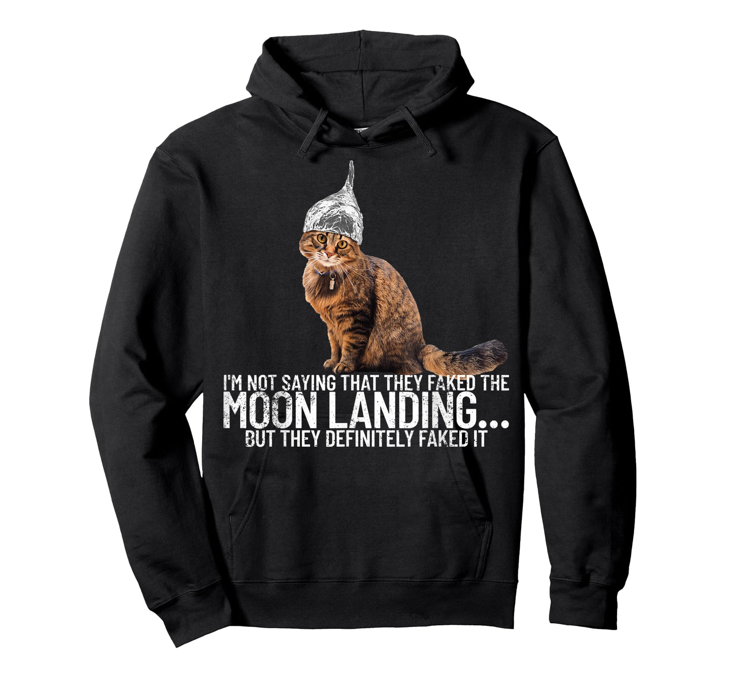 Conspiracy Cat Moon Landing Conspiracy Theory Tin Foil Hat Men Women T-Shirt
