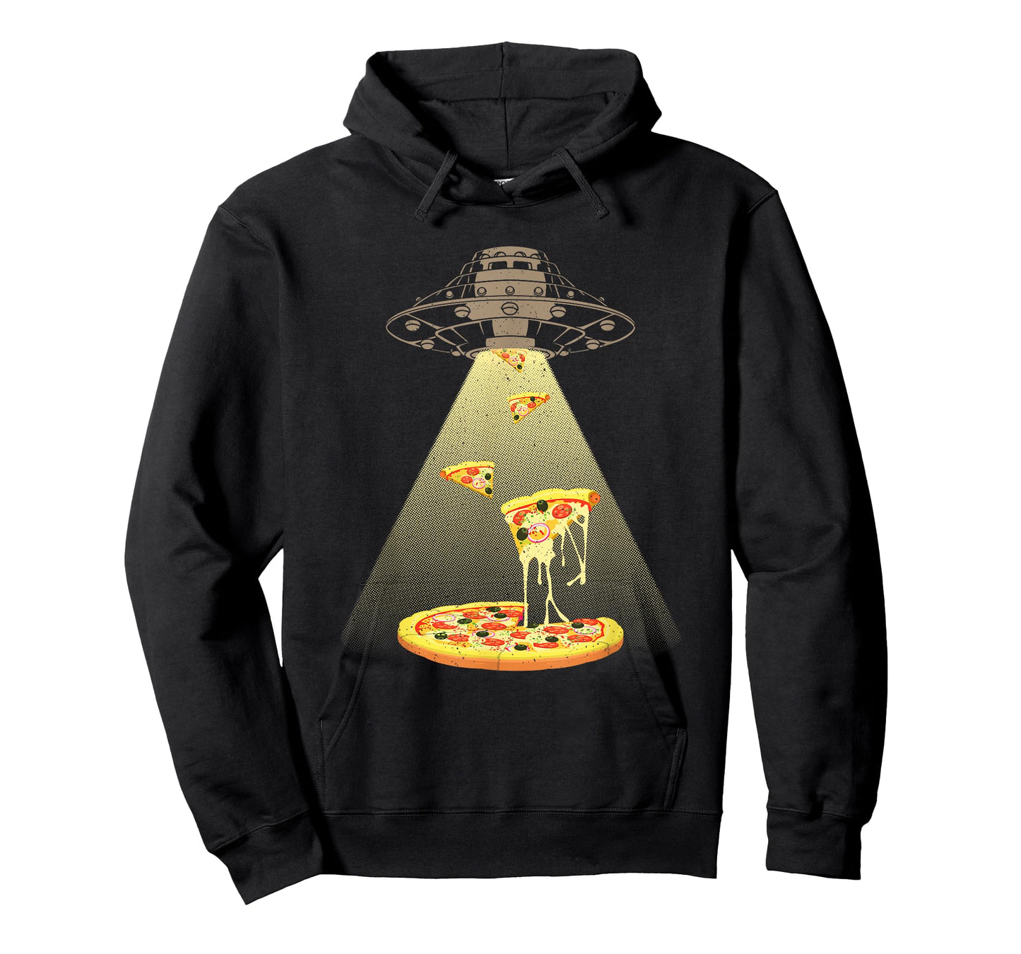 Cool Pizza For Men Women UFO Alien Eating Pizza Abduction T-Shirt