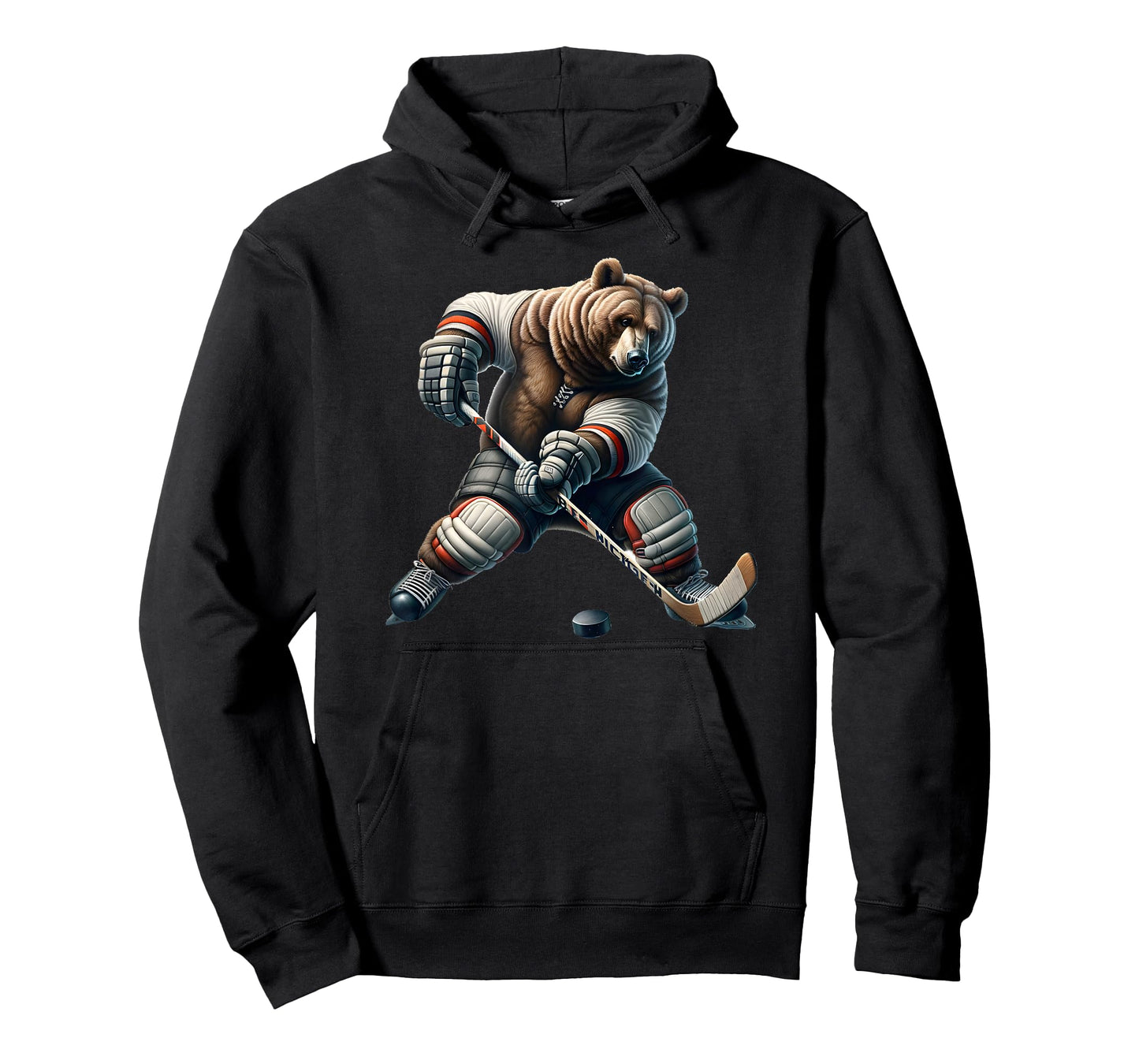 Cute Bear Playing Hockey For Bear And Hockey Lover T-Shirt