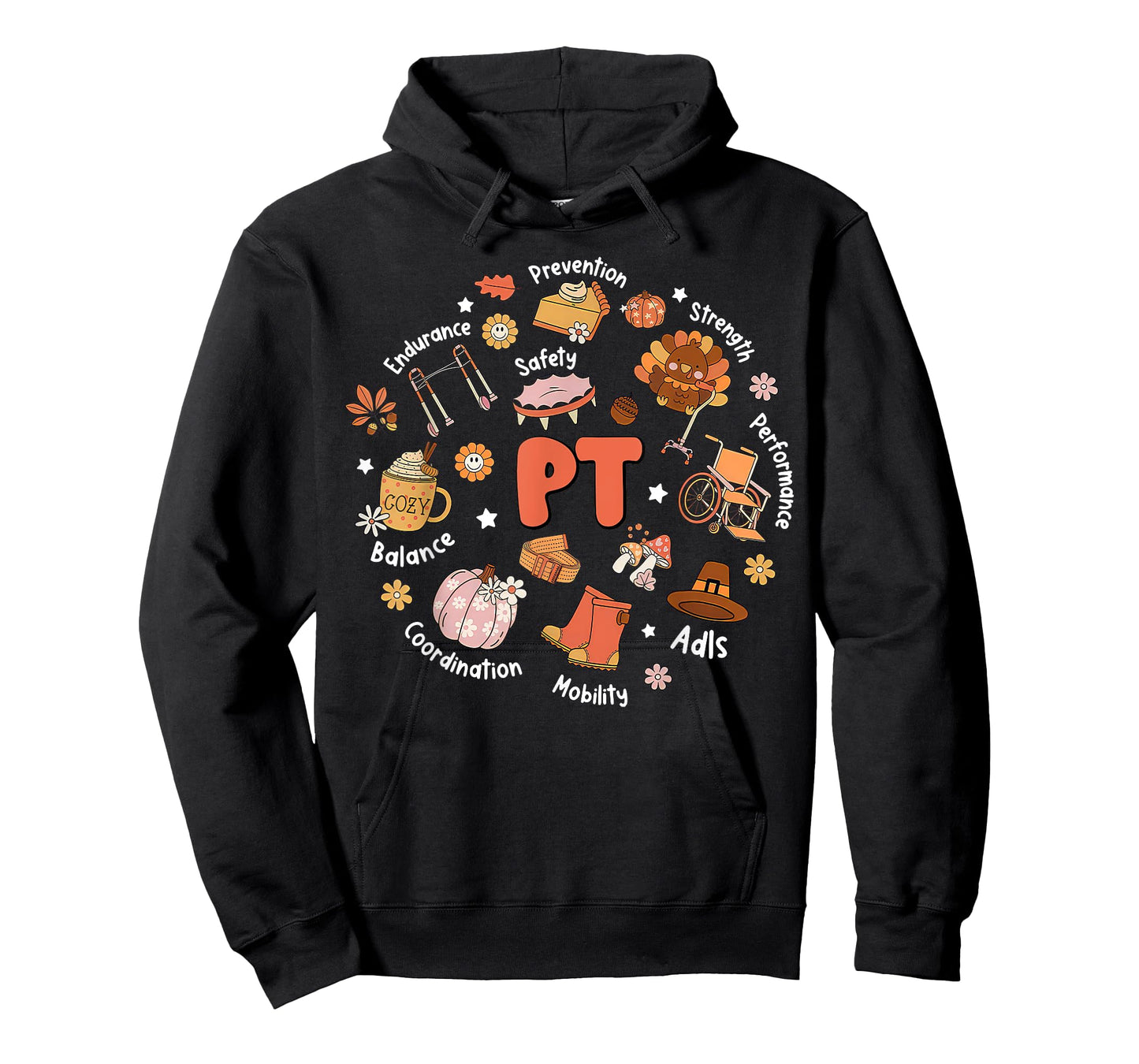 Retro Physical Therapy PT Fall Vibes Autumn Thanksgiving T-Shirt