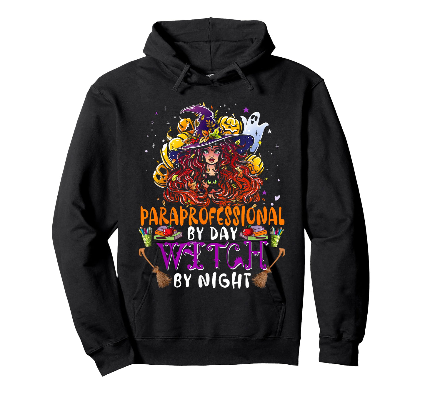 Paraprofessional By Day Witch By Night Funny Witch With Cat T-Shirt