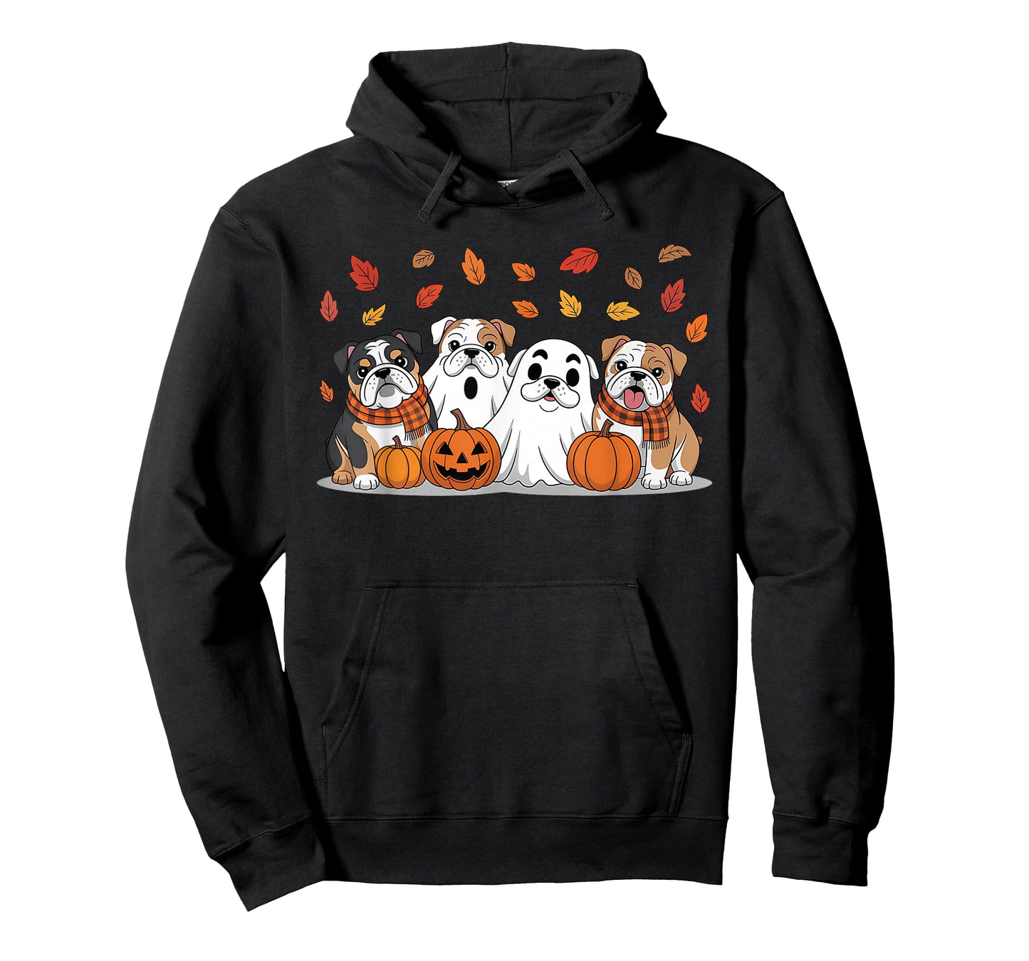 English Bulldog Ghost Fall Autumn Thanksgiving Halloween T-Shirt