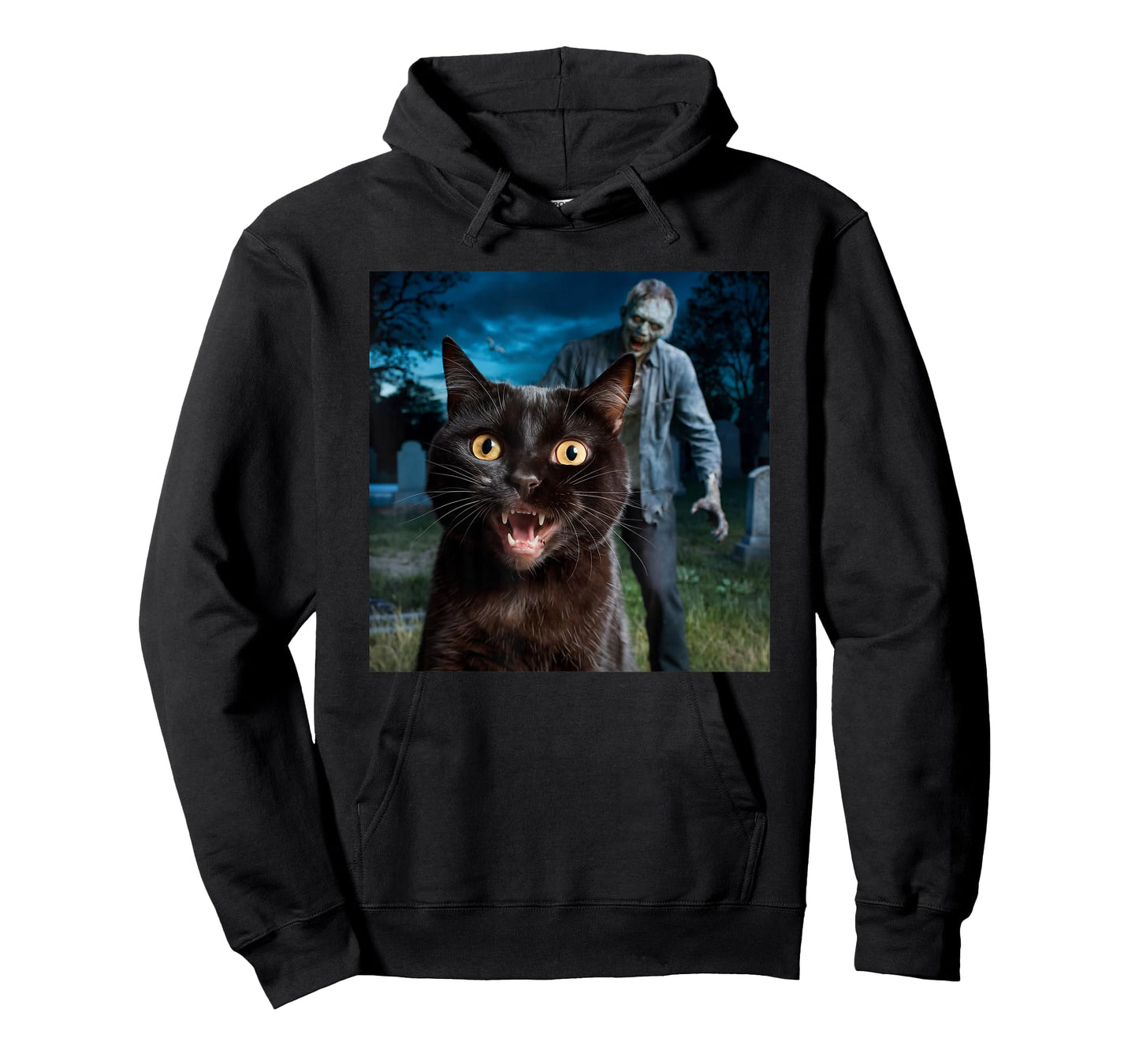 Cat and Zombie Selfie Photo Halloween for Cat Lovers T-Shirt