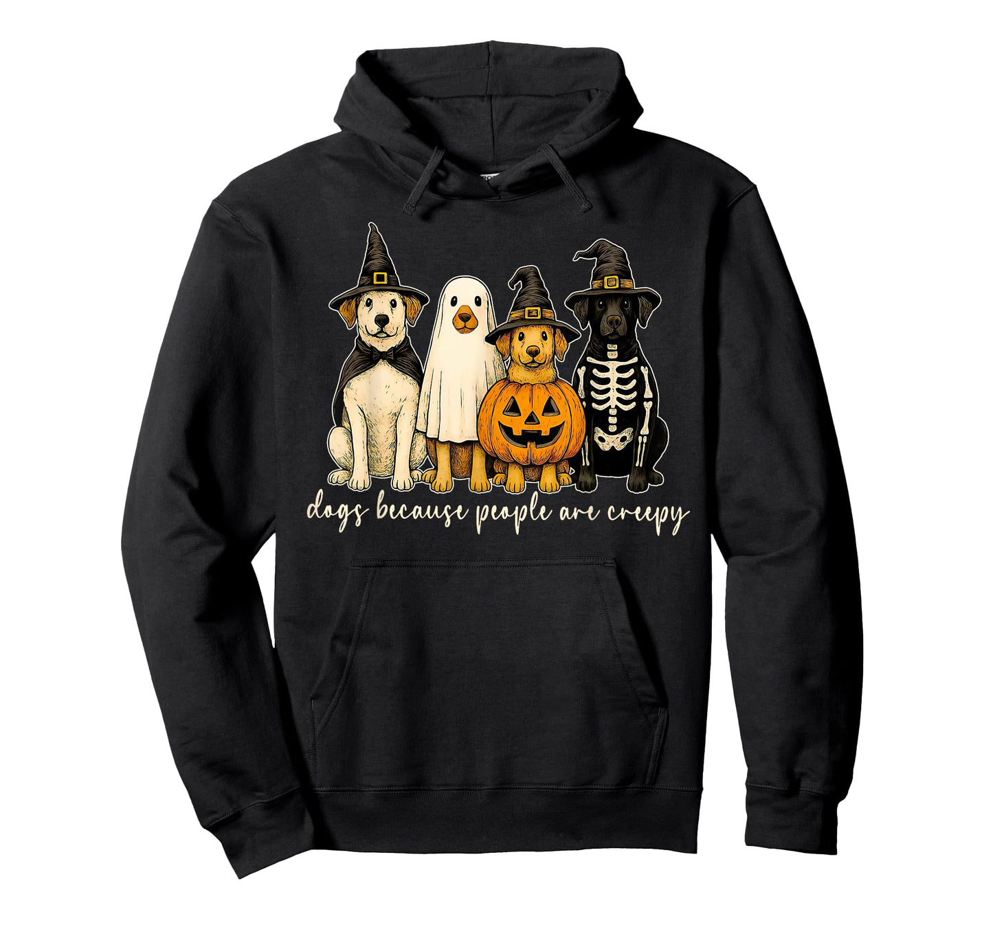 Dogs Because People are Creepy Spooky Halloween Ghost Witch T-Shirt