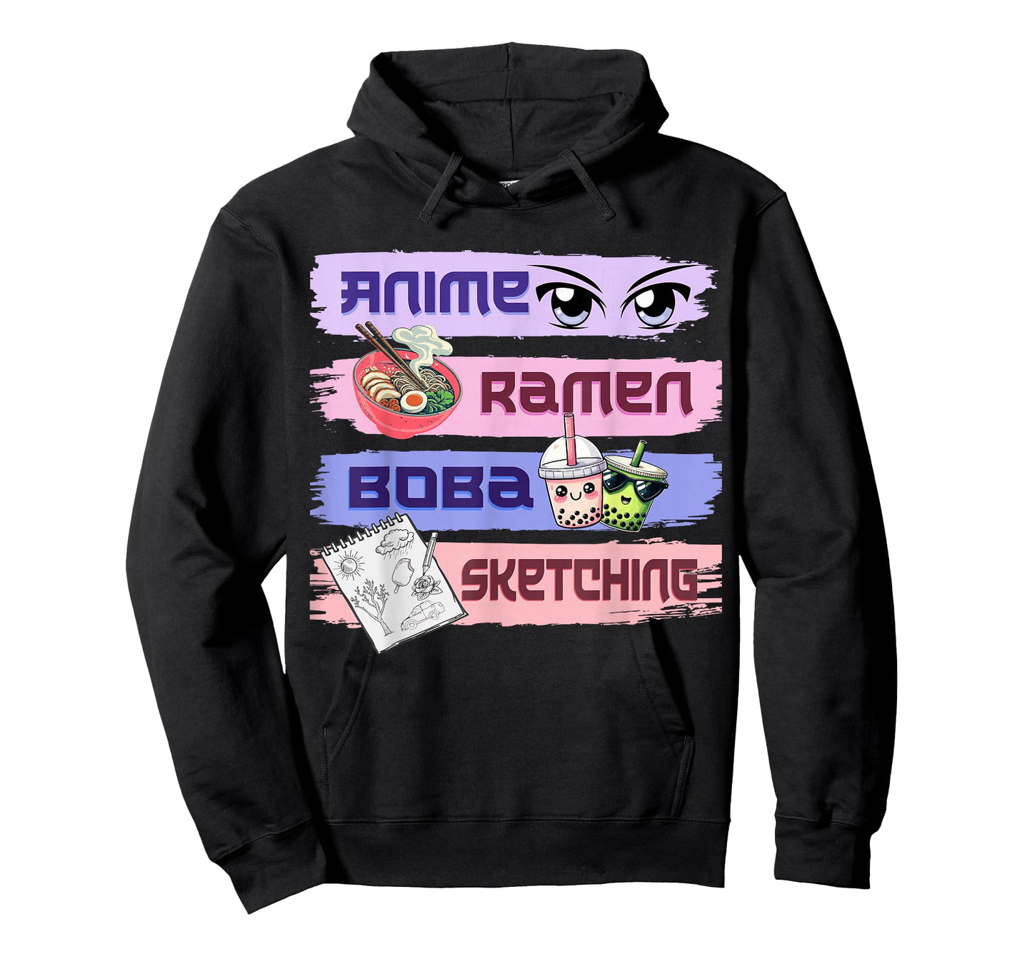 Cute Kawaii Anime Girl Ramen Sketching Boba Tea Anime Lover T-Shirt