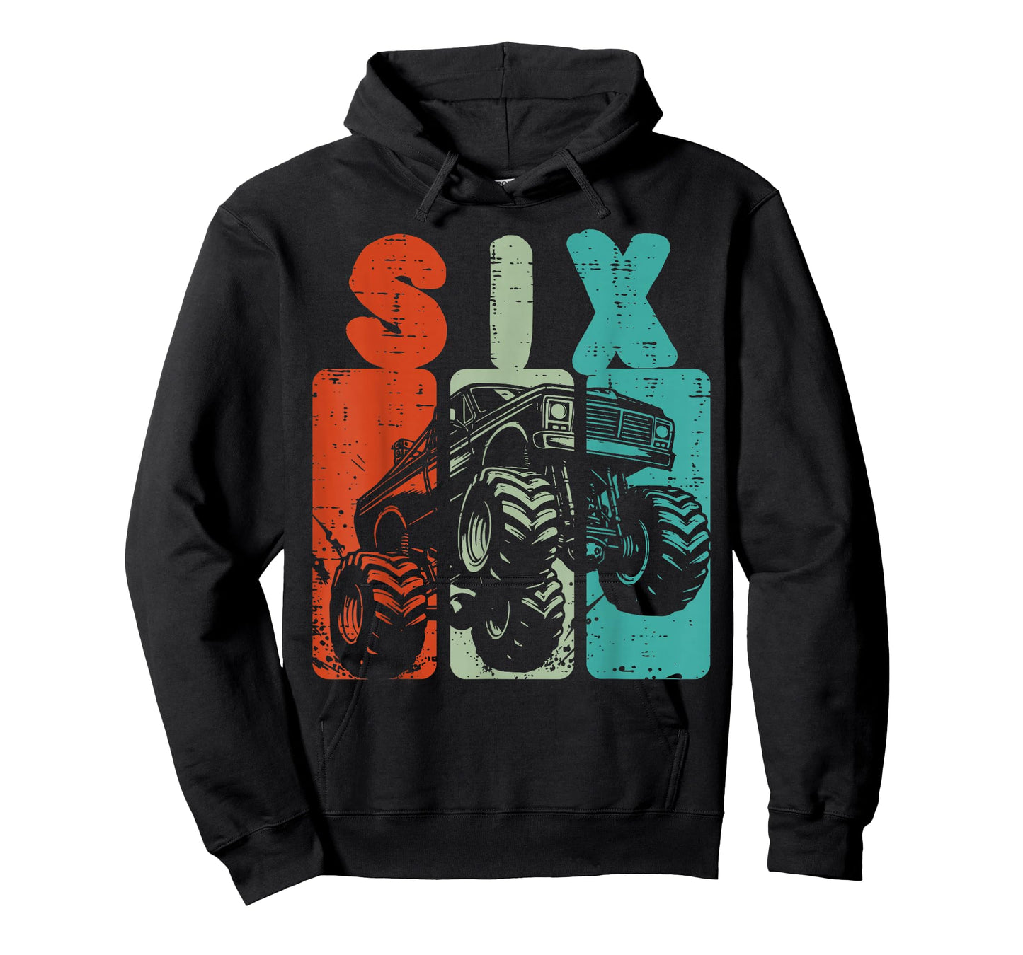 6th Birthday Monster Truck Six Retro 6 Bday Boys Kids Youth T-Shirt