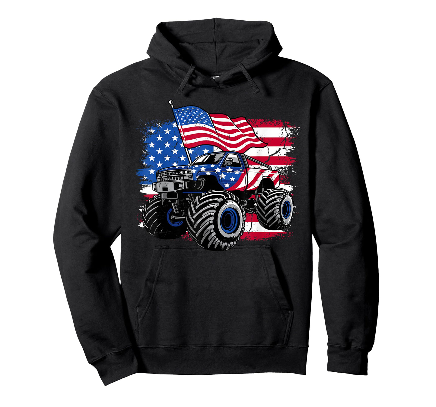 Monster Truck 4th Of July Shirt Boys American Flag Men USA T-Shirt