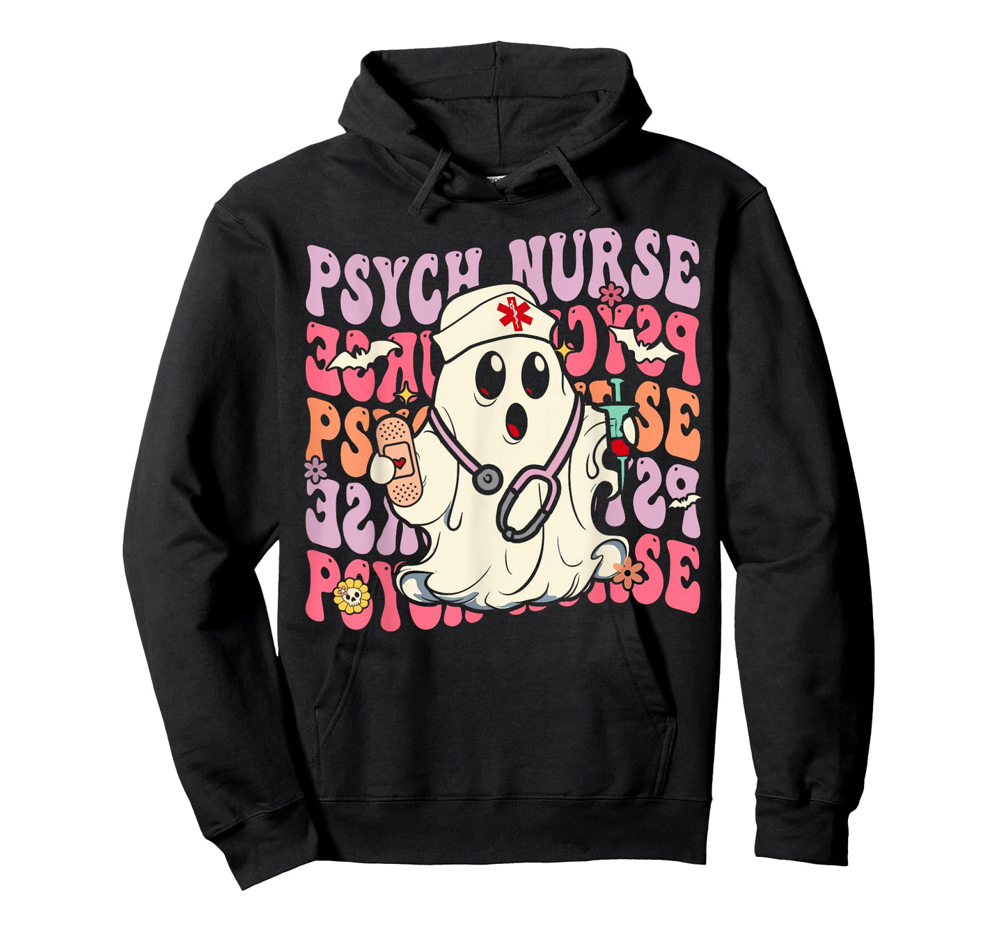 Retro Psych Nurse Groovy Halloween Psychiatric Nurse T-Shirt