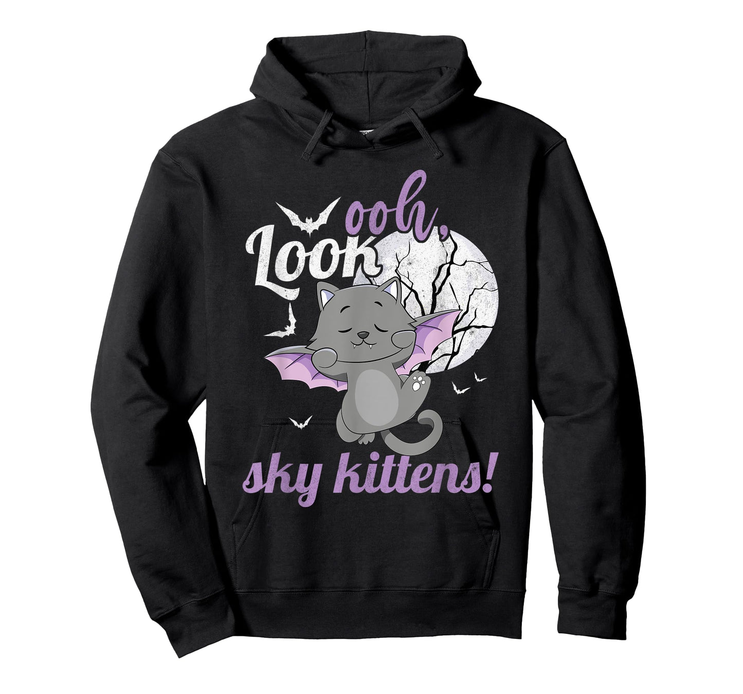Oh Look Sky Kittens Funny Halloween Bat Cat Women T-Shirt