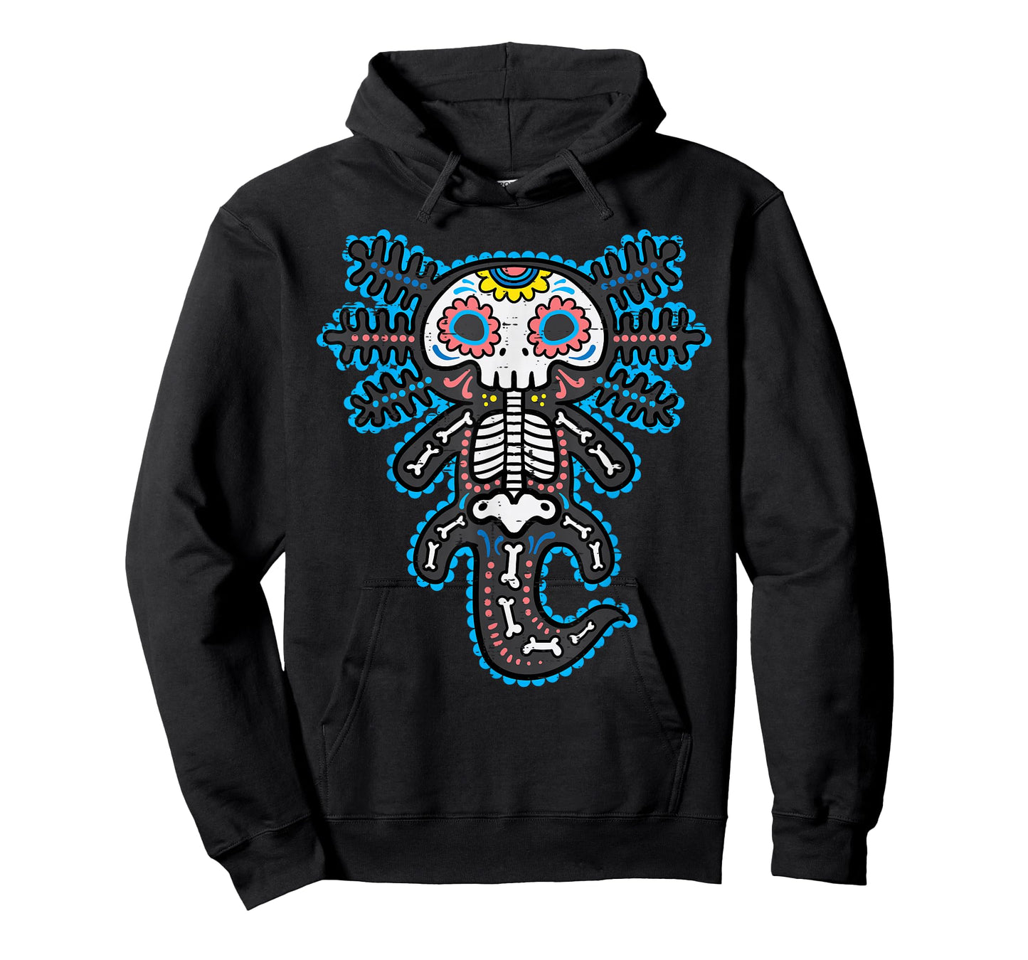 Sugar Skull Axolotl Skeleton Halloween Dia De Los Muertos T-Shirt