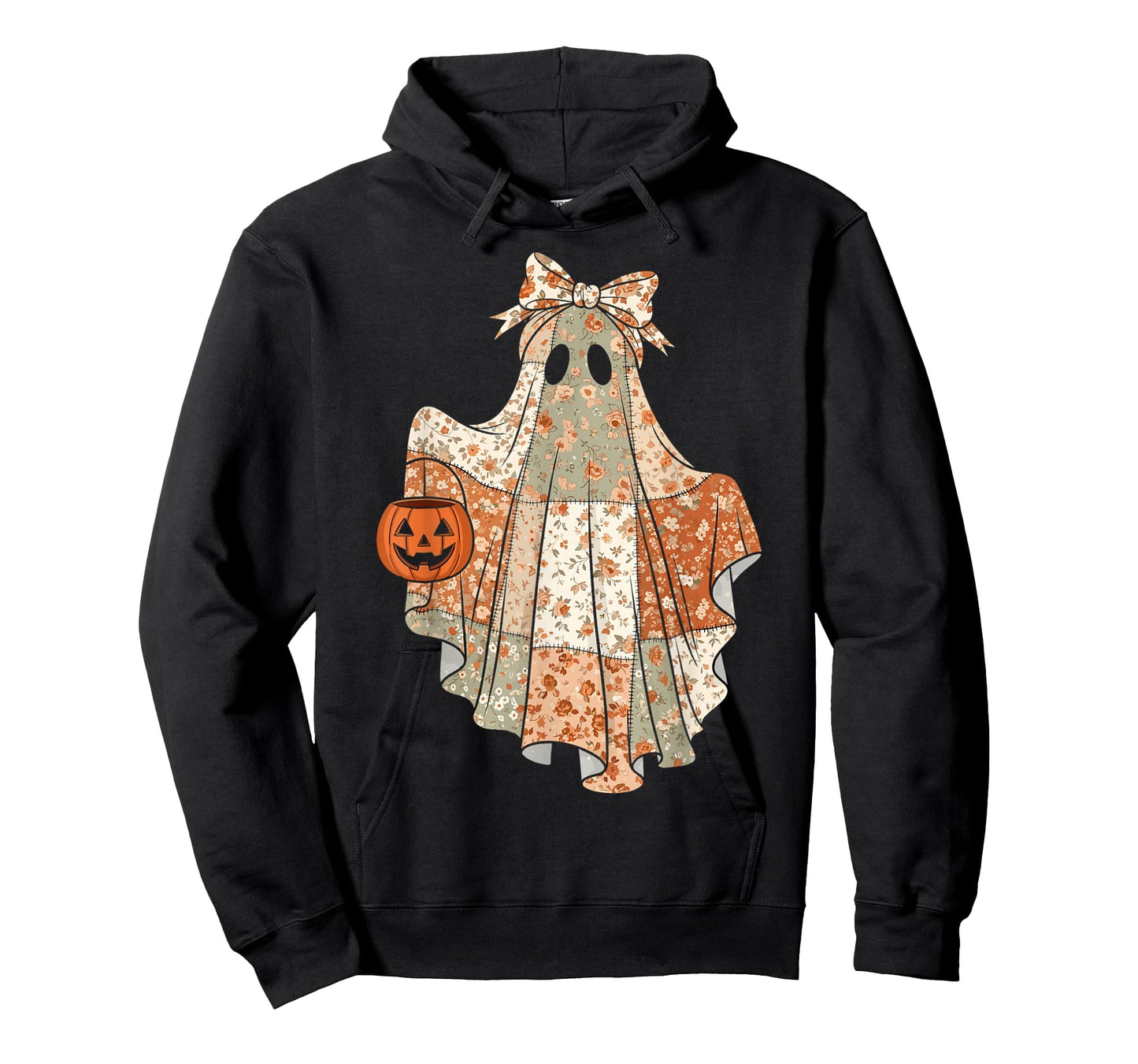 Vintage Floral Ghost Patchwork Cute Halloween T-Shirt