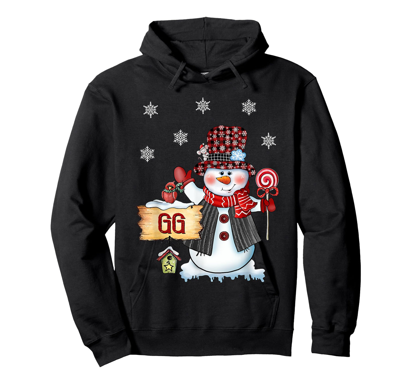 Gg Snowman Christmas Candy Cane Red Plaid Santa T-Shirt
