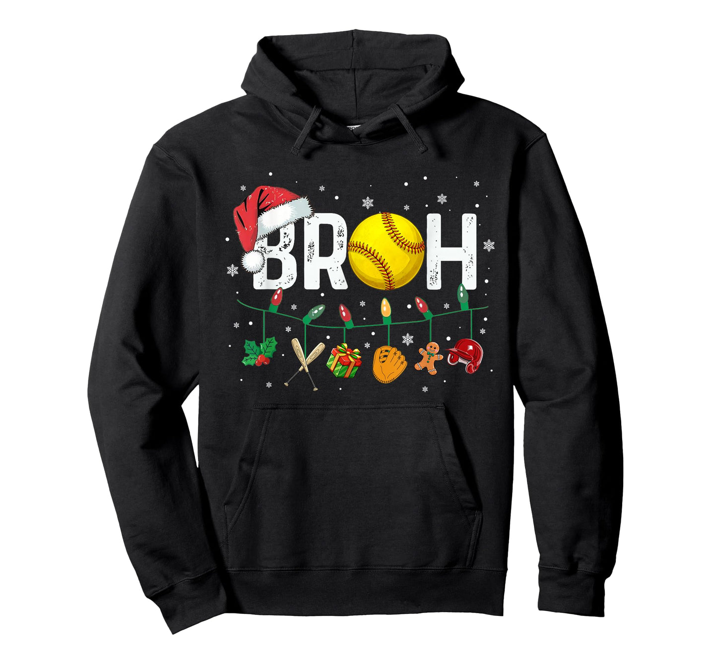 Bruh Funny Christmas Softball Teens Boys Kids Xmas Pajamas T-Shirt