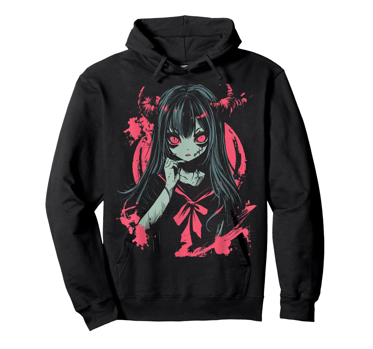 Anime Horror Girl Aesthetic Vaporwave Waifu Japanese Girl T-Shirt