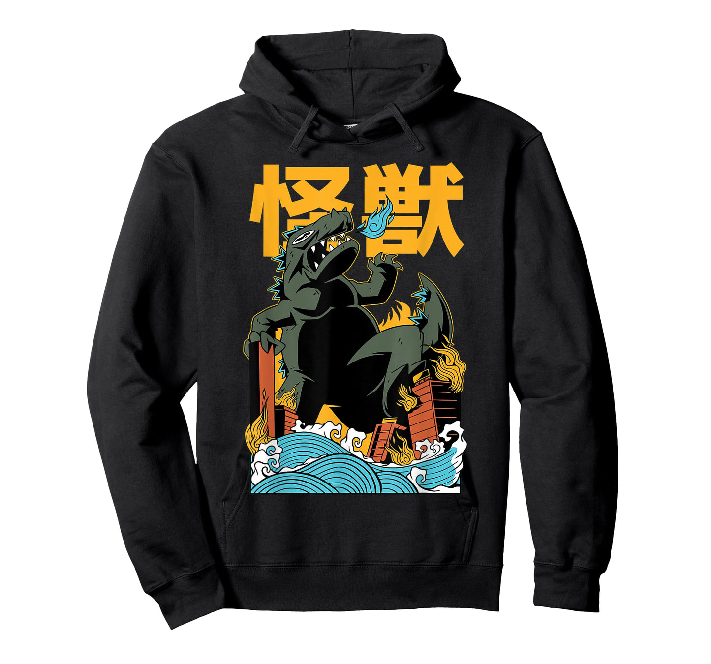 Cool Japanese Monster Attack Dino Kaiju Kanji Anime T-Shirt