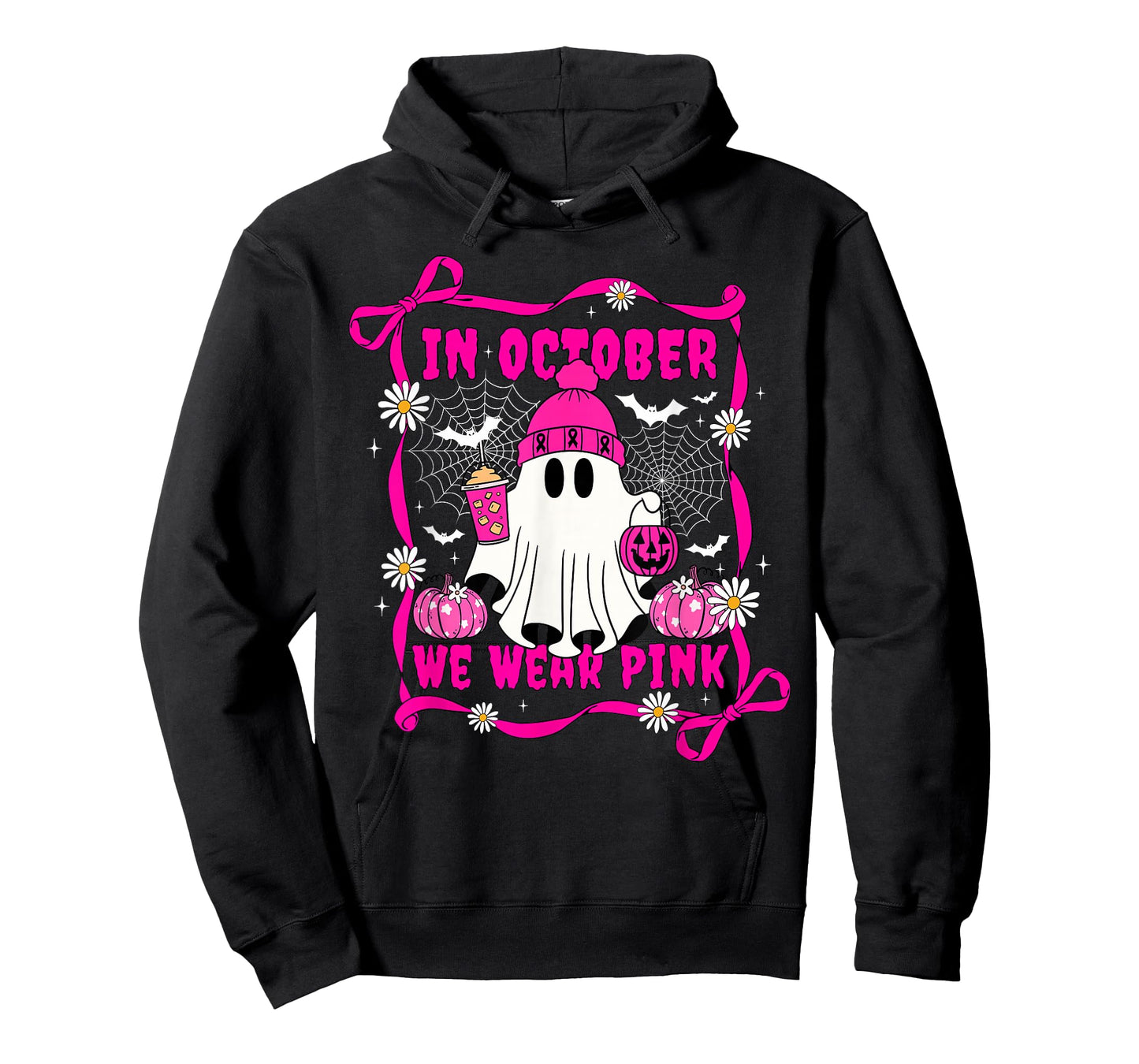 We Wear Pink in October Cute Ghost Breast Cancer Awareness T-Shirt