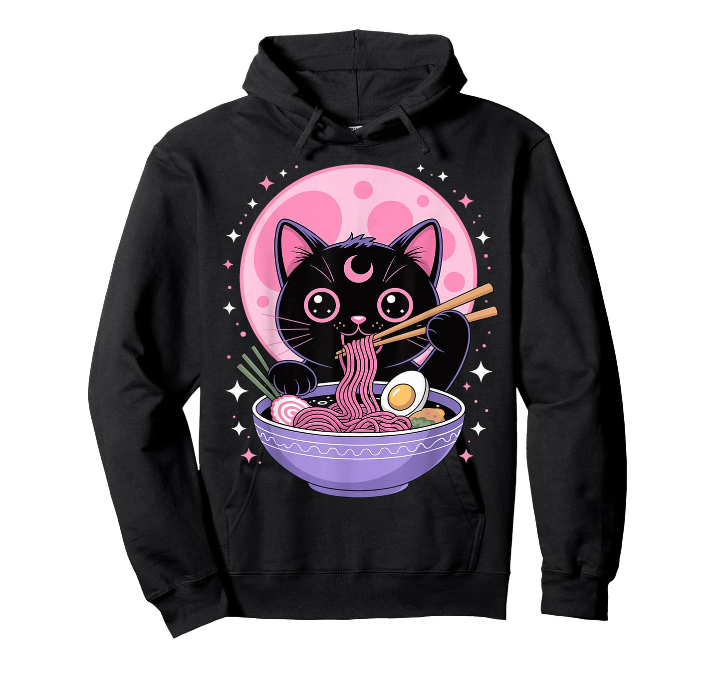 Pastel Goth Aesthetic Kawaii Cat Eating Ramen Noodles T-Shirt