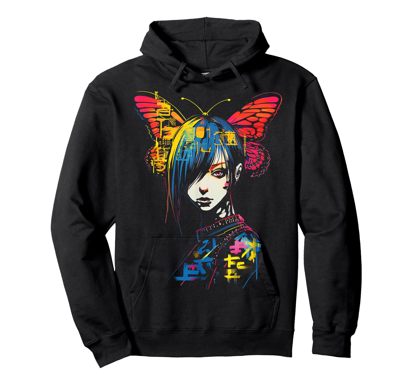 Anime Butterfly Colorful Text Graphic Women Anime T-Shirt