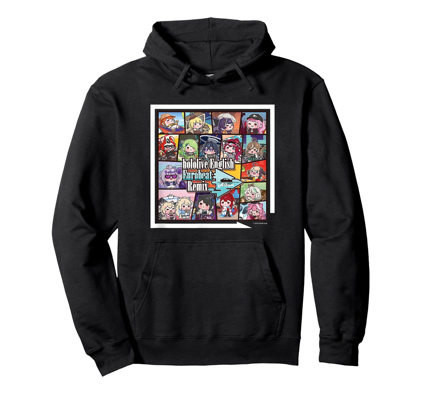 hololive Production Unisex-Adults Black Short Sleeve T-Shirt - hololive English Eurobeat Remix Album Merchandise T-Shirt - Small