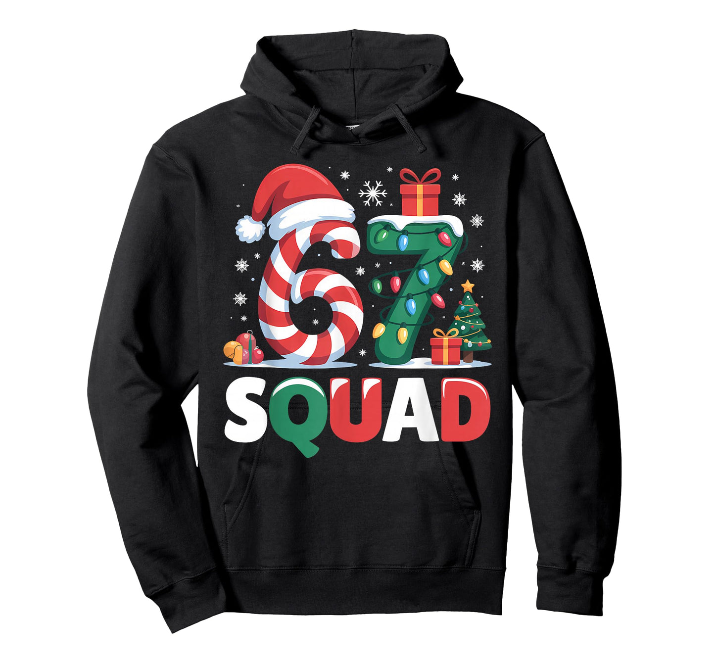 Christmas 67 Squad Brainrot Funny Candy Cane Lights Holiday T-Shirt