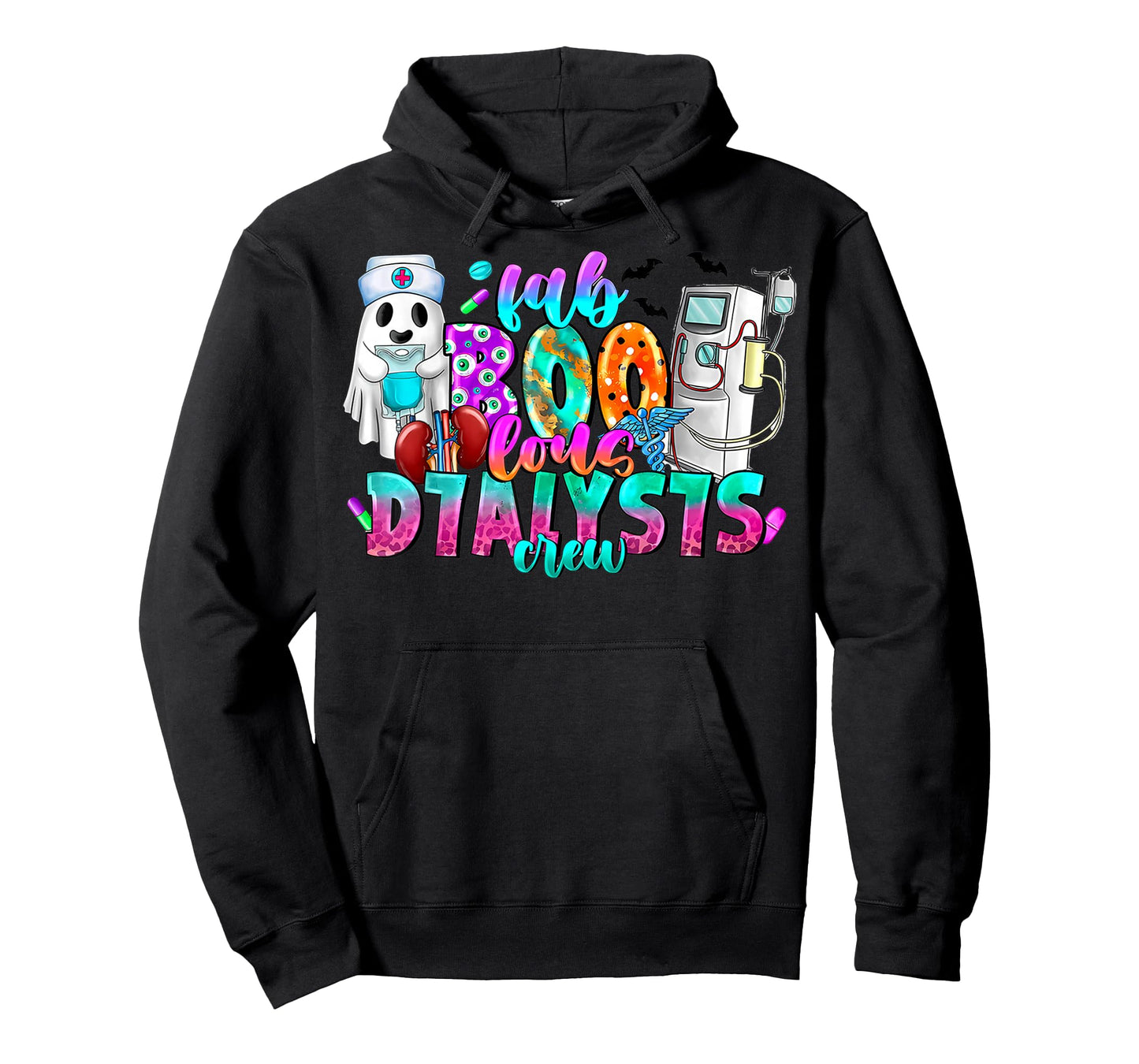 Fab Boo Lous Dialysis Crew Ghost Nurses Halloween Scrub Top T-Shirt