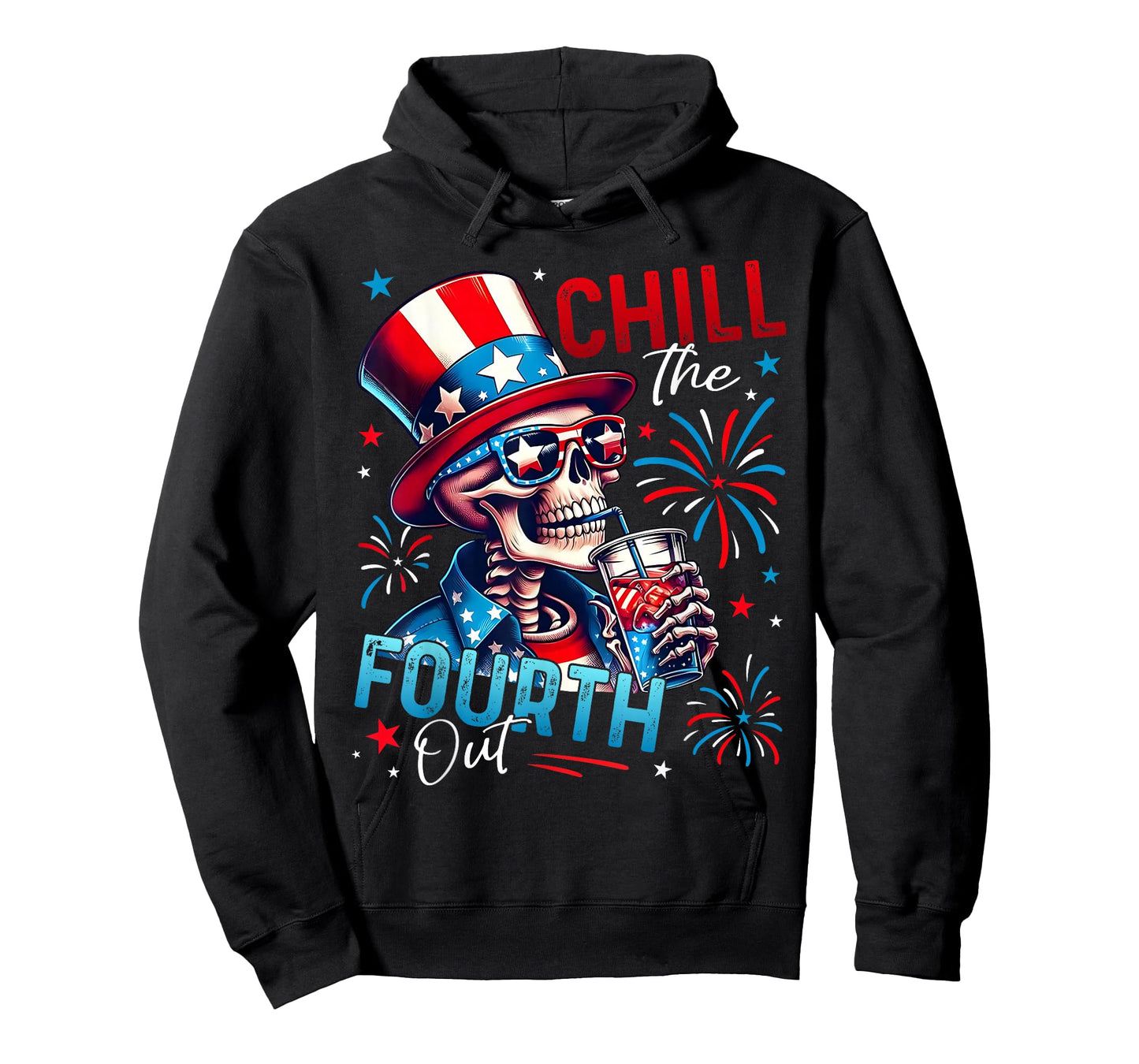Chill The Fourth Out Funny Skeleton 4th Of July Patriotic T-Shirt