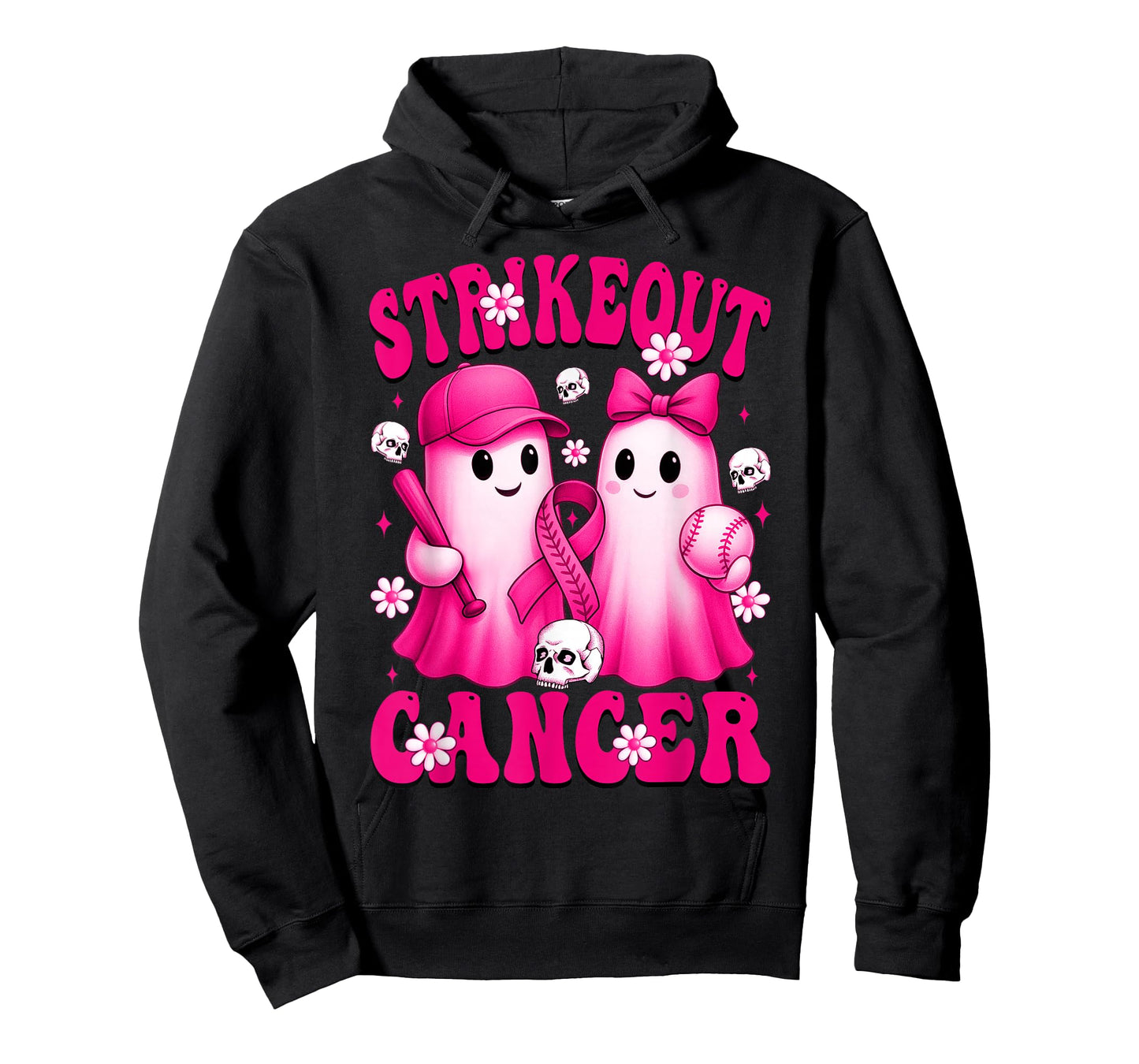 Strikeout Breast Cancer Awareness Warriors Ghost Baseball T-Shirt
