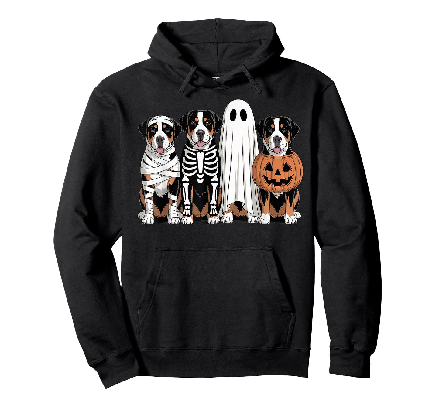 Spooky Ghost Greater Swiss Mountain Dog Halloween Skeleton T-Shirt