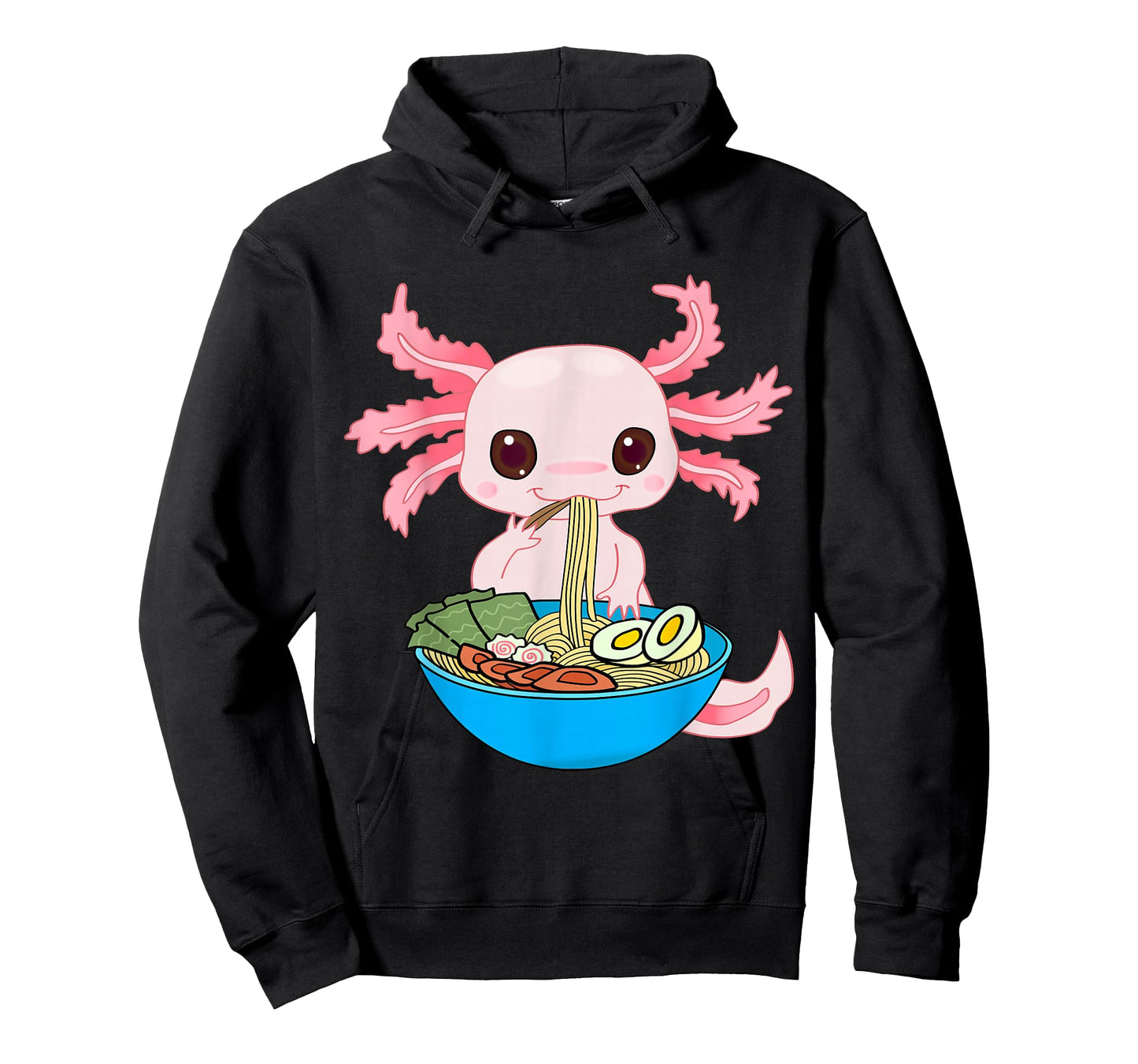 Kawaii Axolotl Eating Ramen Noodles Anime Kids Girls Teens T-Shirt Small