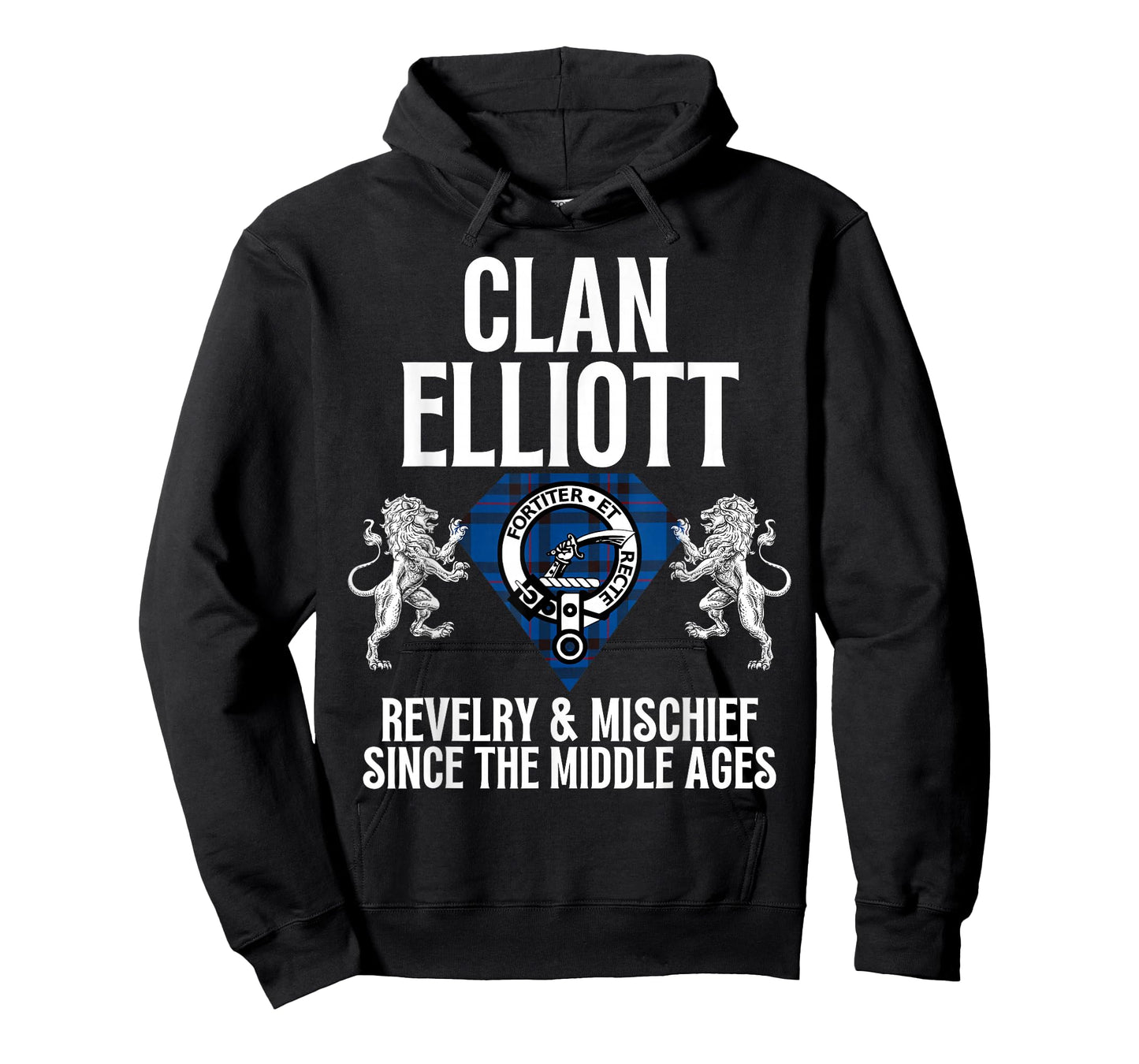 HighlandFour Elliott Clan Scottish Name Coat Of Arms Tartan Family Party T-Shirt