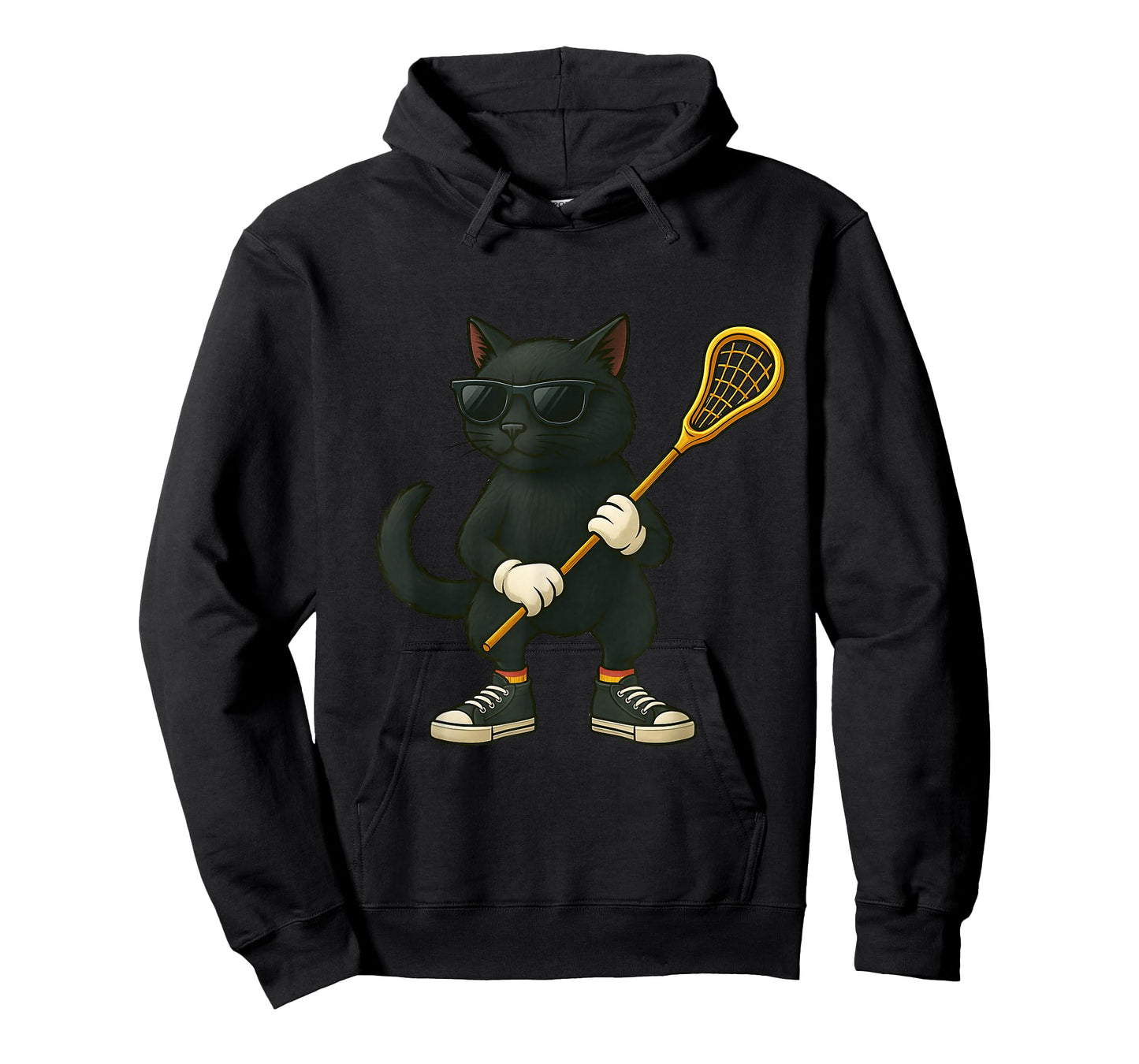 Funny Lacrosse LAX Black Cat Kids Men Women Lacrosse Player T-Shirt