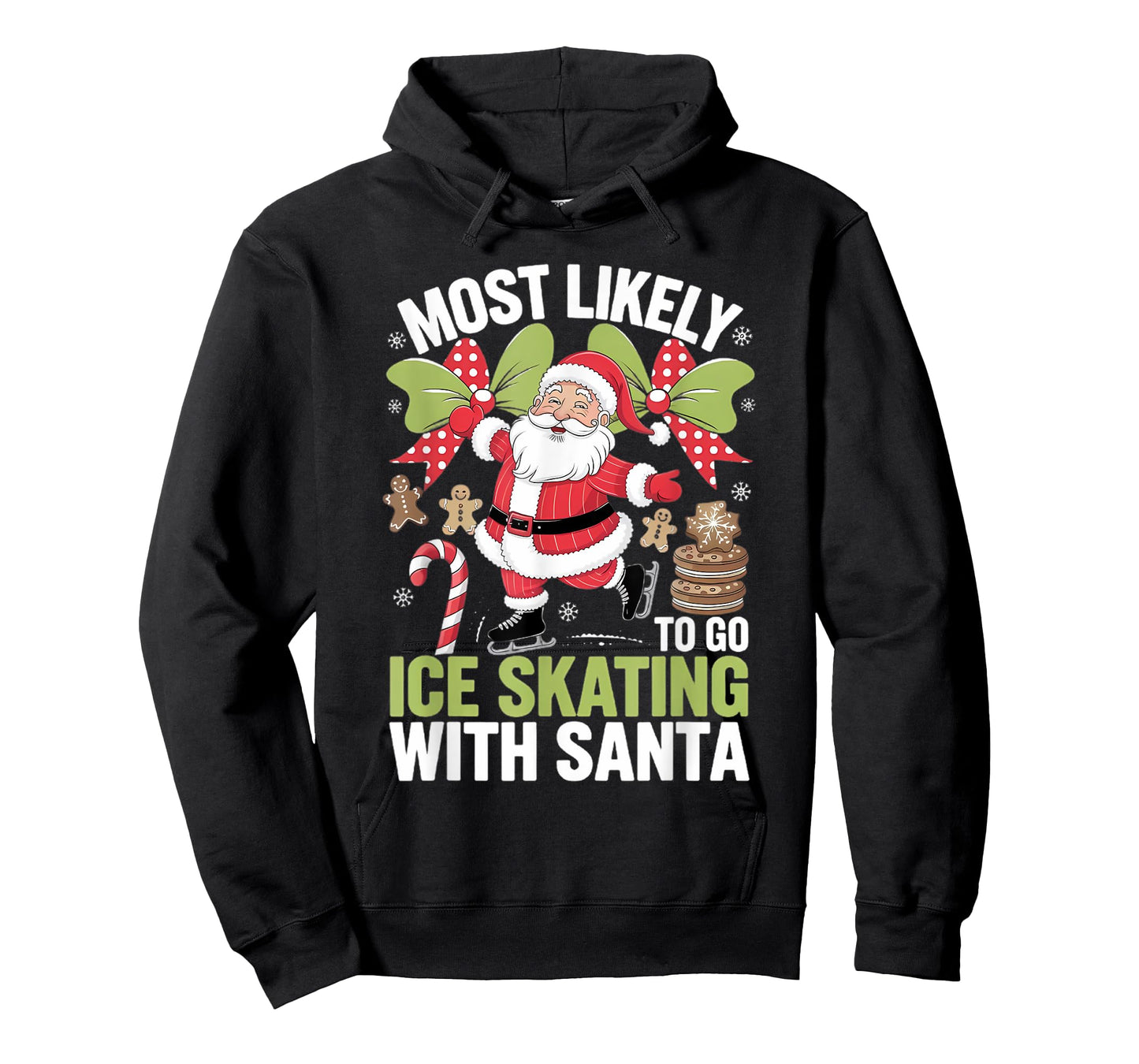 Ice Skating Most Likely To Go With Santa Funny Merry Xmas T-Shirt