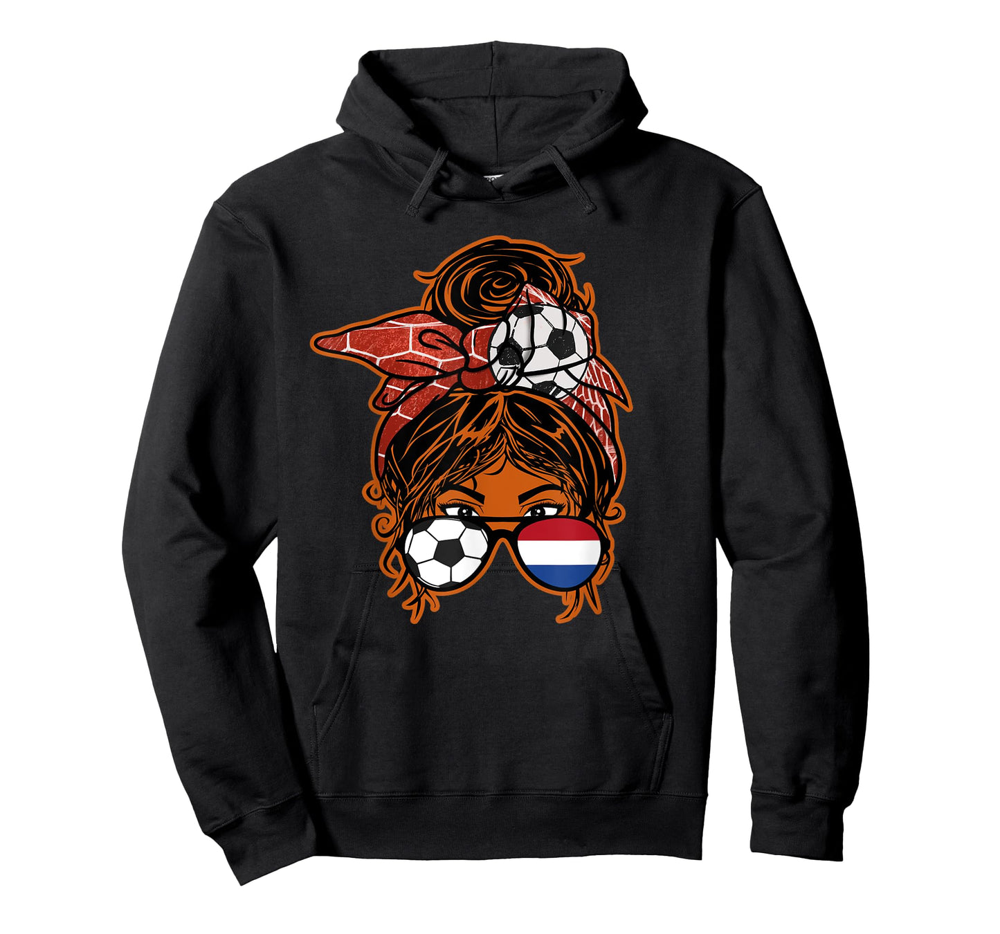 Messy Bun Hair Brown Skin Soccer Girl Netherlands Jersey T-Shirt