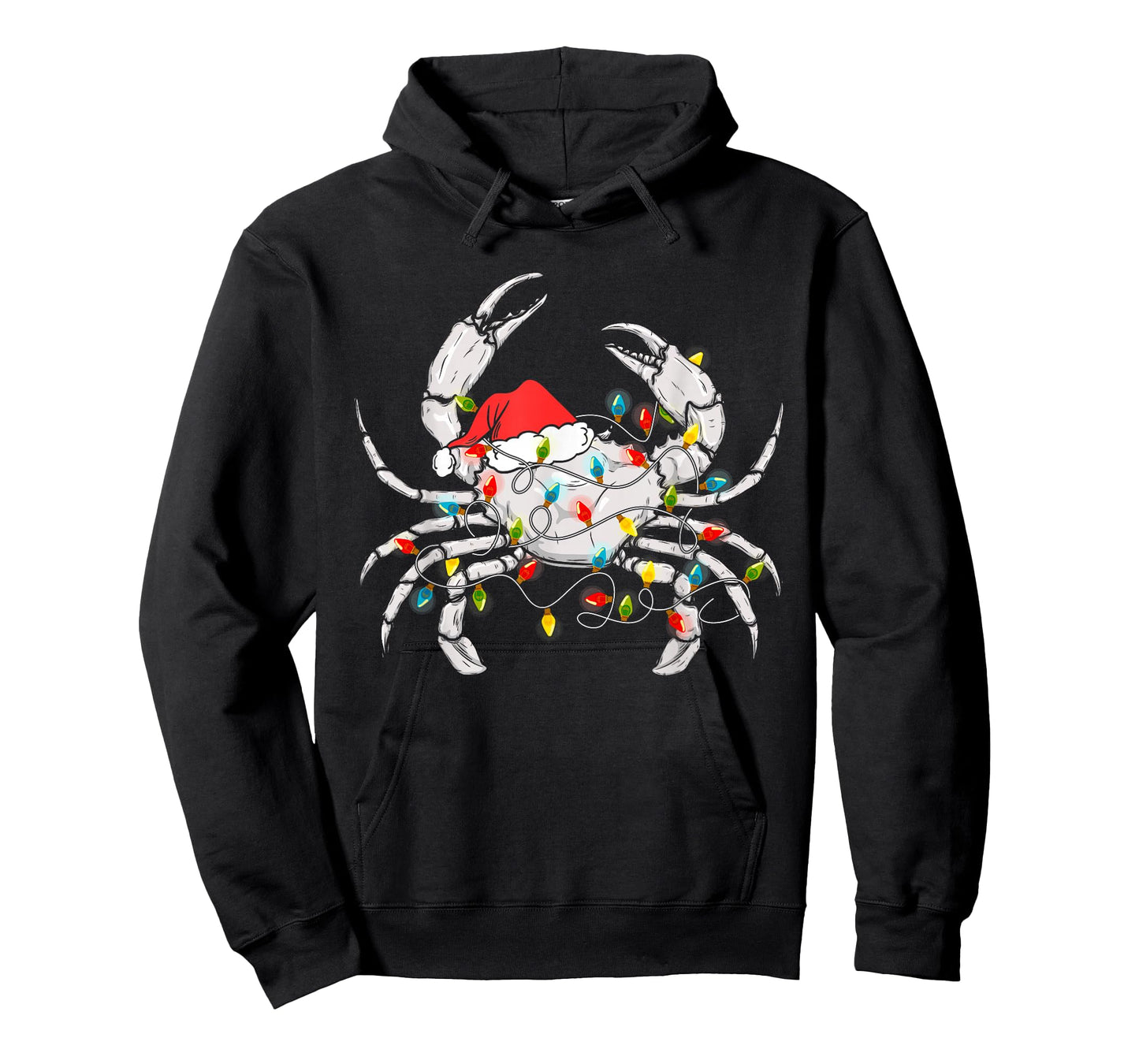 Crab Santa Hat Xmas Lights Sea Animal Lover Ugly Christmas T-Shirt