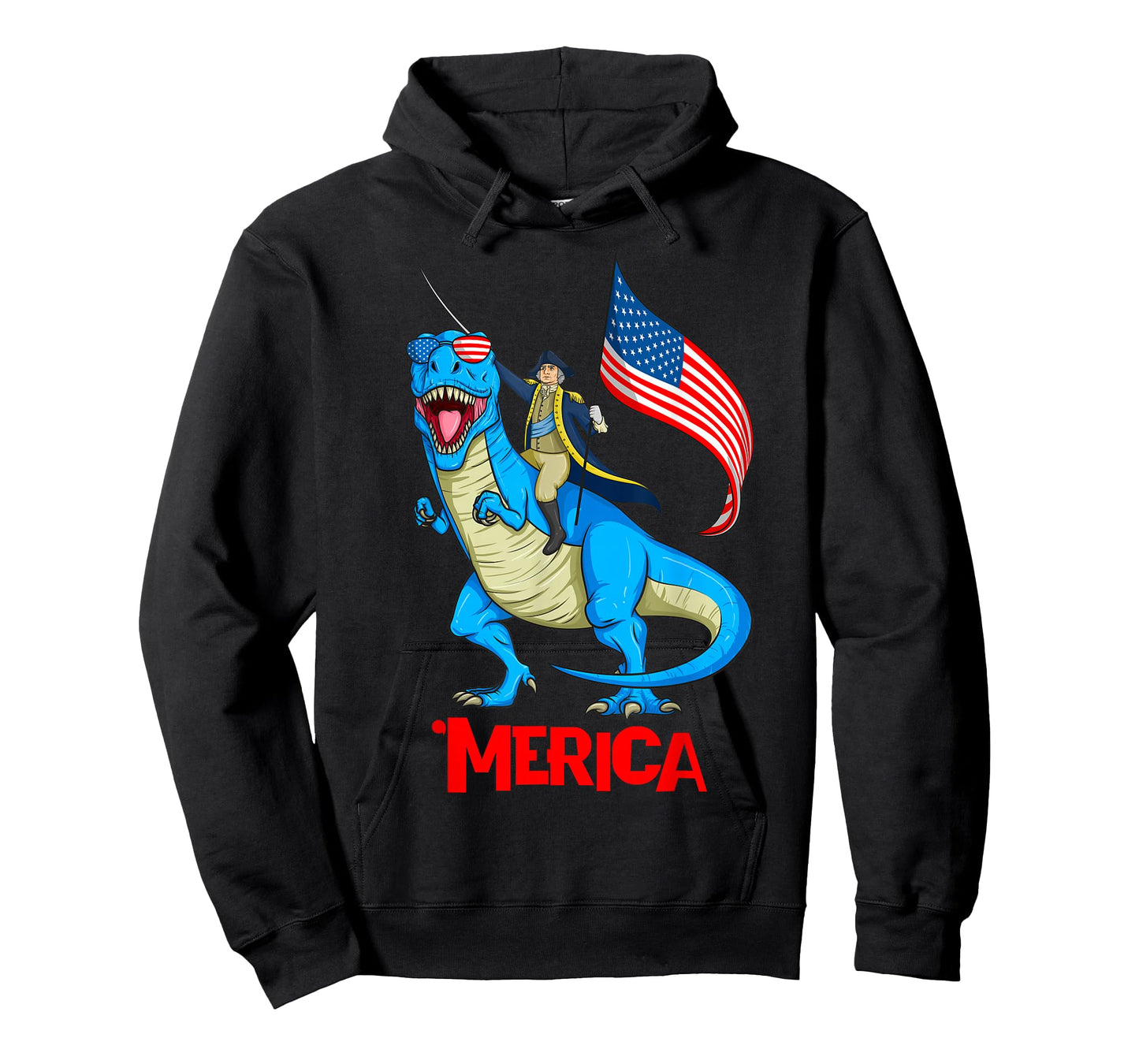 Merica Patriotic TRex Dinosaur George Washington 4th of July T-Shirt